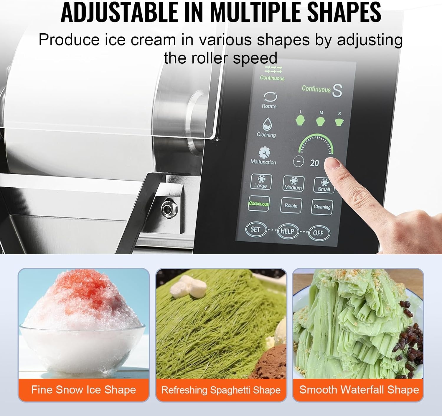 image:imageVEVOR Commercial Snowflake Ice Machine 375LBS24H Snowflake Ice Maker Stainless Steel Ice Shaver Machine Electric Snow Cone Maker Air Cooling System for Rapid Heat Dissipation for Bakery CafeLiquid Cooling