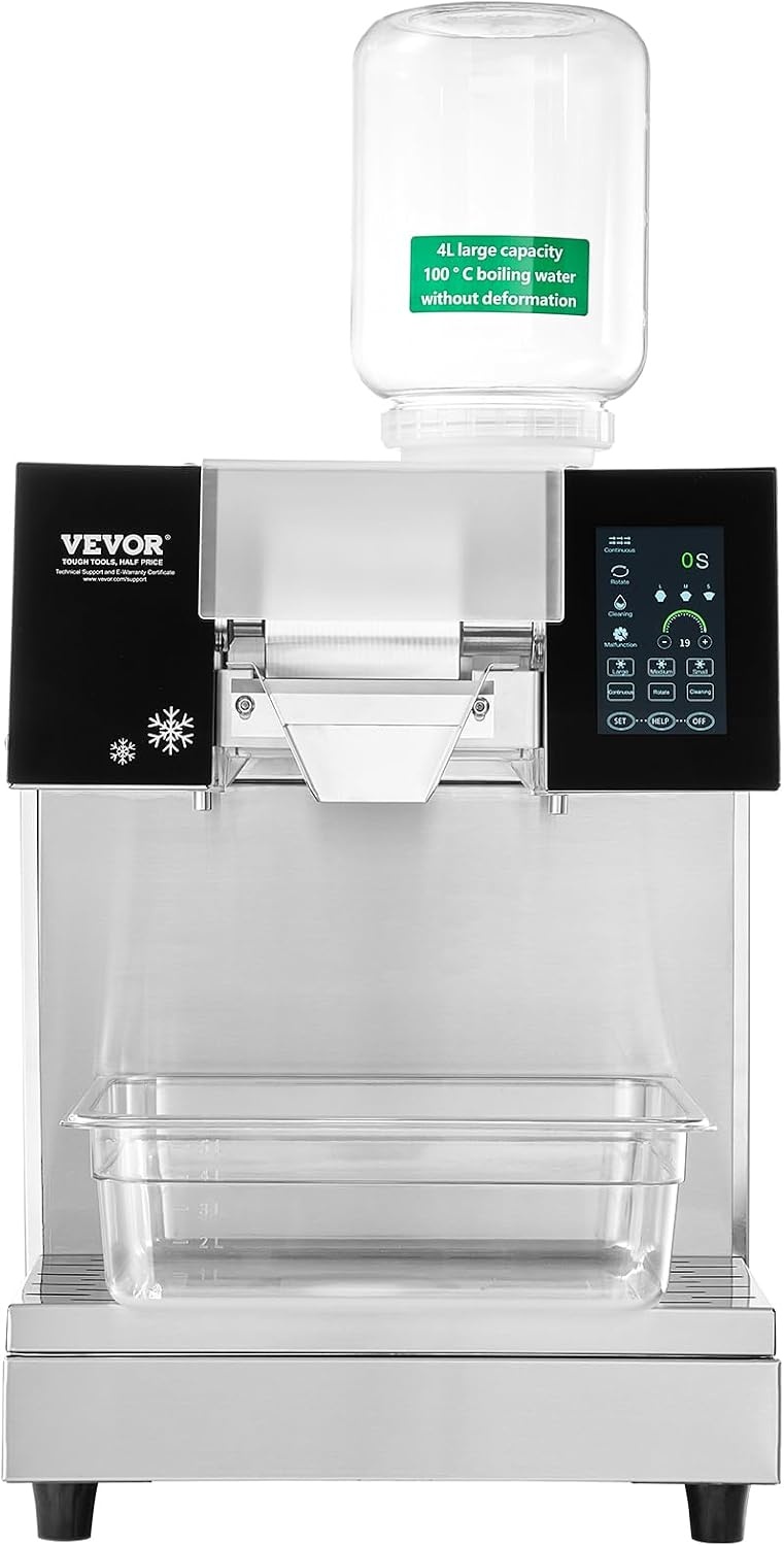 image:imageVEVOR Commercial Snowflake Ice Machine 375LBS24H Snowflake Ice Maker Stainless Steel Ice Shaver Machine Electric Snow Cone Maker Air Cooling System for Rapid Heat Dissipation for Bakery CafeLiquid Cooling