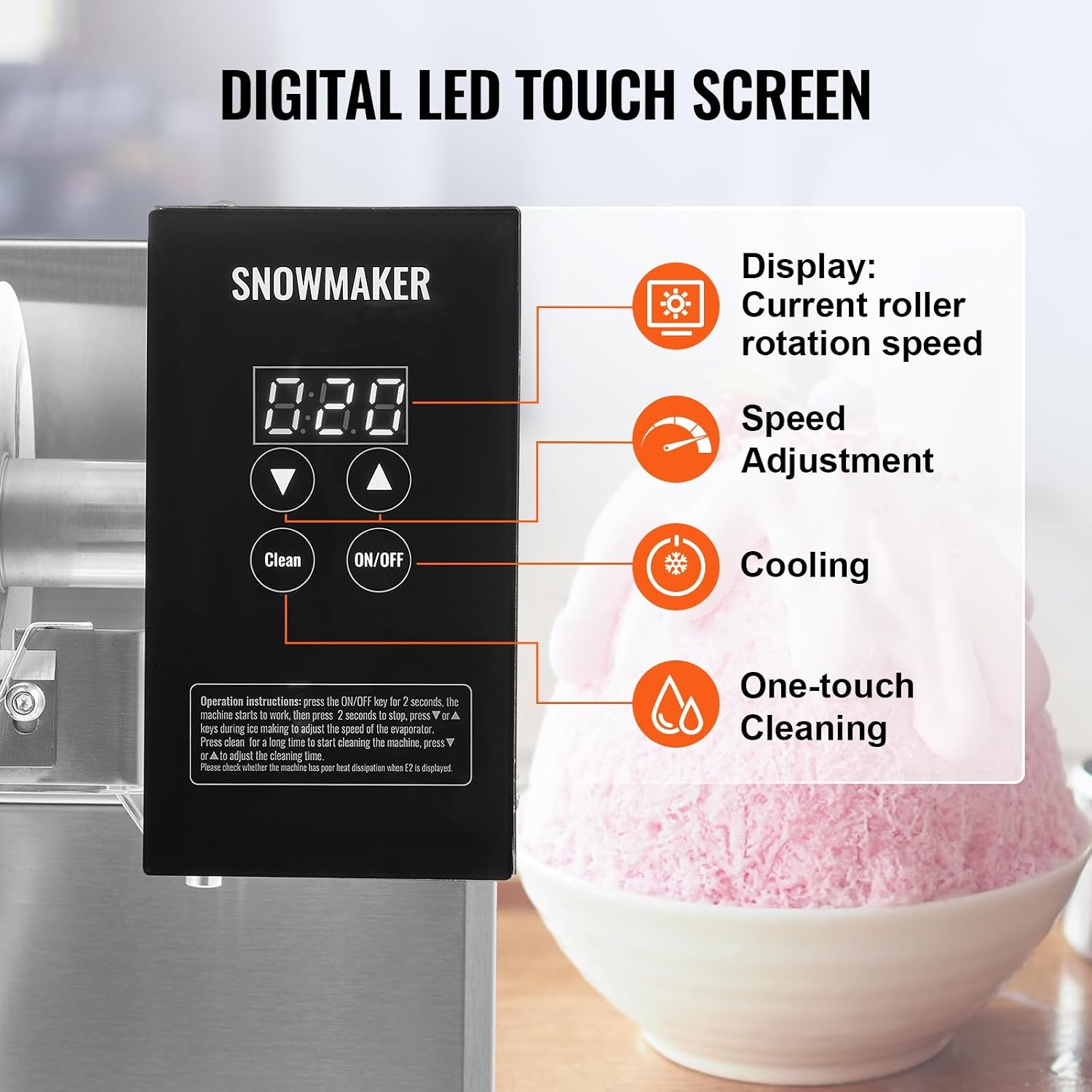 image:imageVEVOR Commercial Snowflake Ice Machine 375LBS24H Snowflake Ice Maker Stainless Steel Ice Shaver Machine Electric Snow Cone Maker Air Cooling System for Rapid Heat Dissipation for Bakery CafeAir Cooling