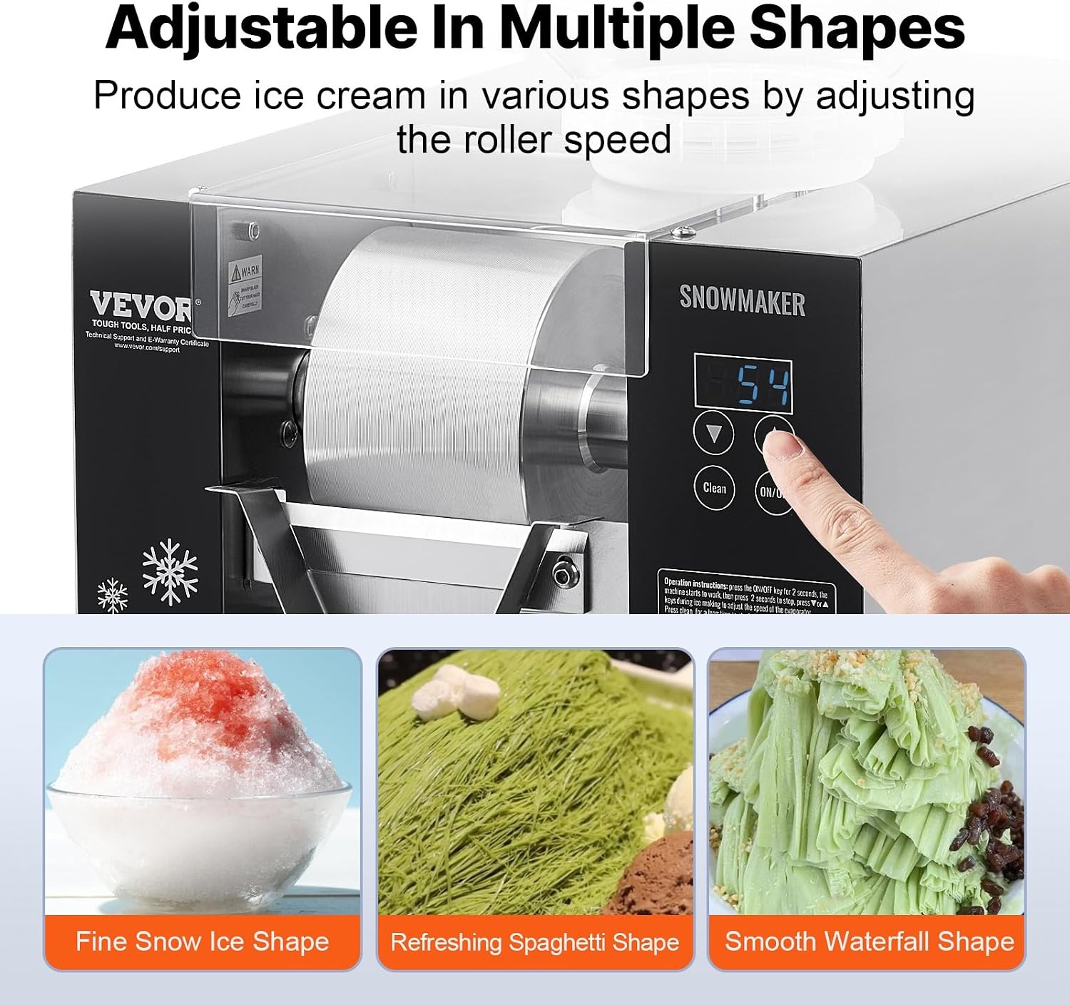 image:imageVEVOR Commercial Snowflake Ice Machine 375LBS24H Snowflake Ice Maker Stainless Steel Ice Shaver Machine Electric Snow Cone Maker Air Cooling System for Rapid Heat Dissipation for Bakery CafeAir Cooling