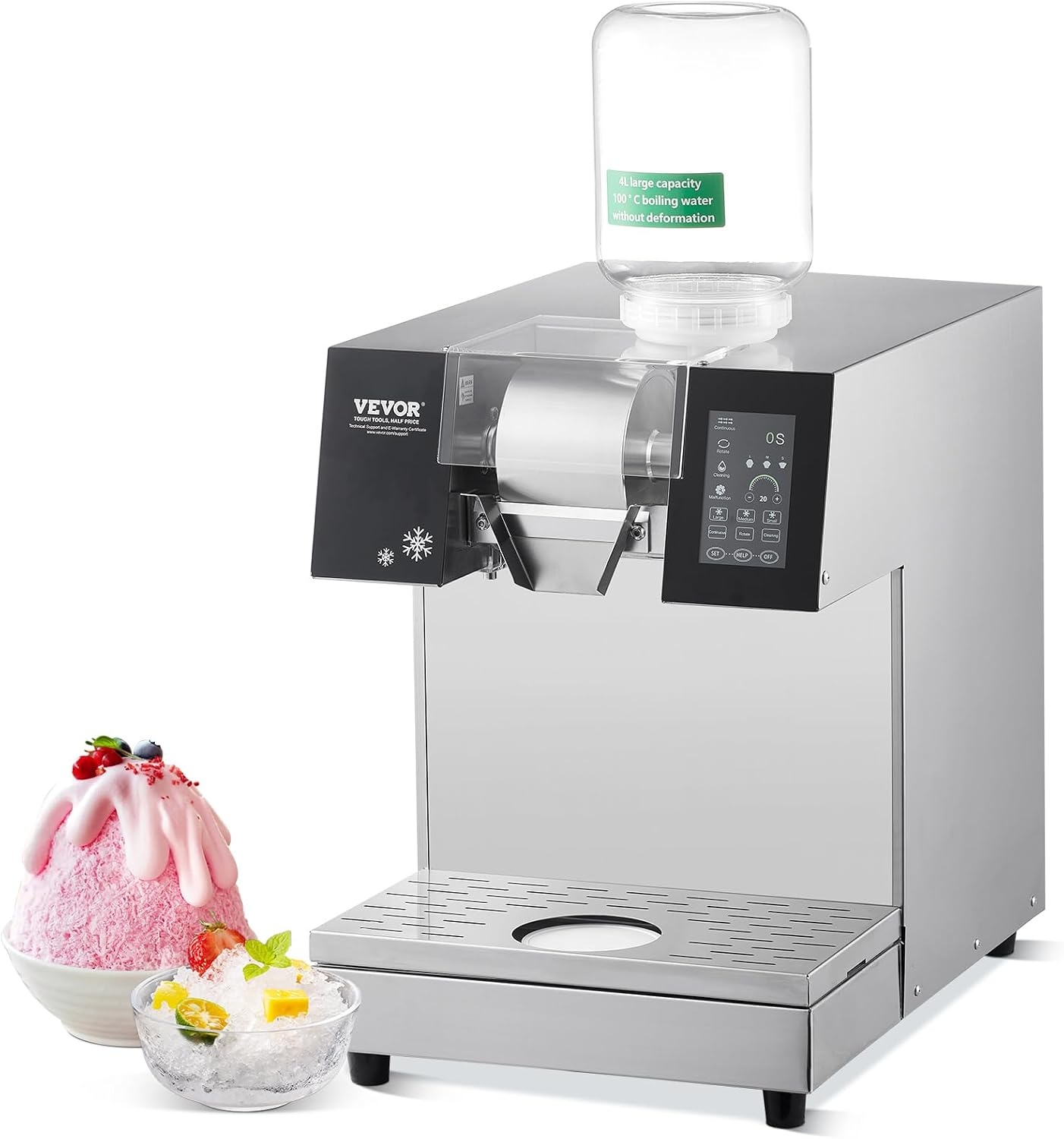 image:imageVEVOR Commercial Snowflake Ice Machine 375LBS24H Snowflake Ice Maker Stainless Steel Ice Shaver Machine Electric Snow Cone Maker Air Cooling System for Rapid Heat Dissipation for Bakery CafeLiquid Cooling