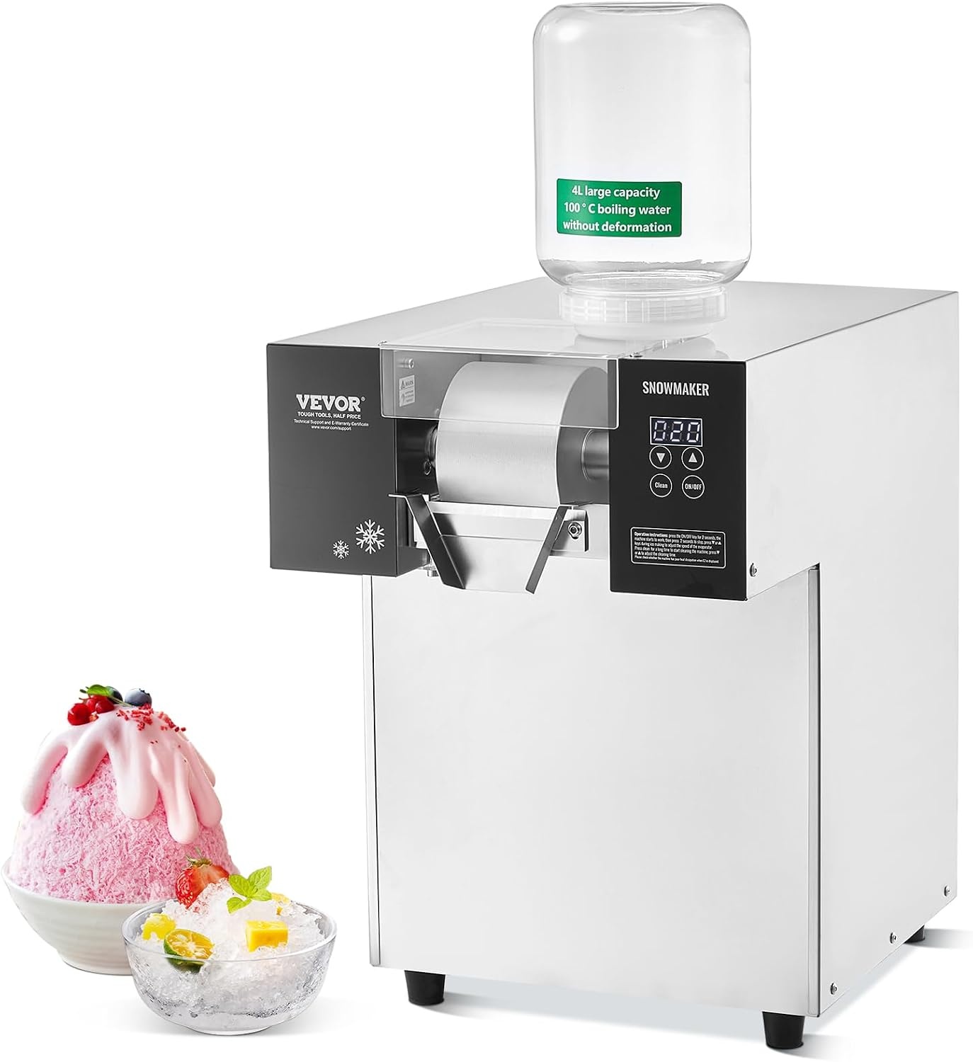 image:imageVEVOR Commercial Snowflake Ice Machine 375LBS24H Snowflake Ice Maker Stainless Steel Ice Shaver Machine Electric Snow Cone Maker Air Cooling System for Rapid Heat Dissipation for Bakery CafeLiquid Cooling