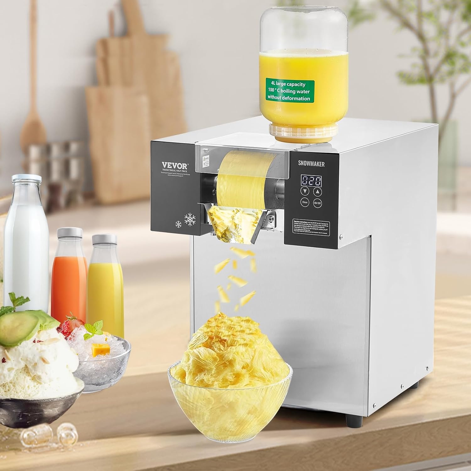 image:imageVEVOR Commercial Snowflake Ice Machine 375LBS24H Snowflake Ice Maker Stainless Steel Ice Shaver Machine Electric Snow Cone Maker Air Cooling System for Rapid Heat Dissipation for Bakery CafeLiquid Cooling