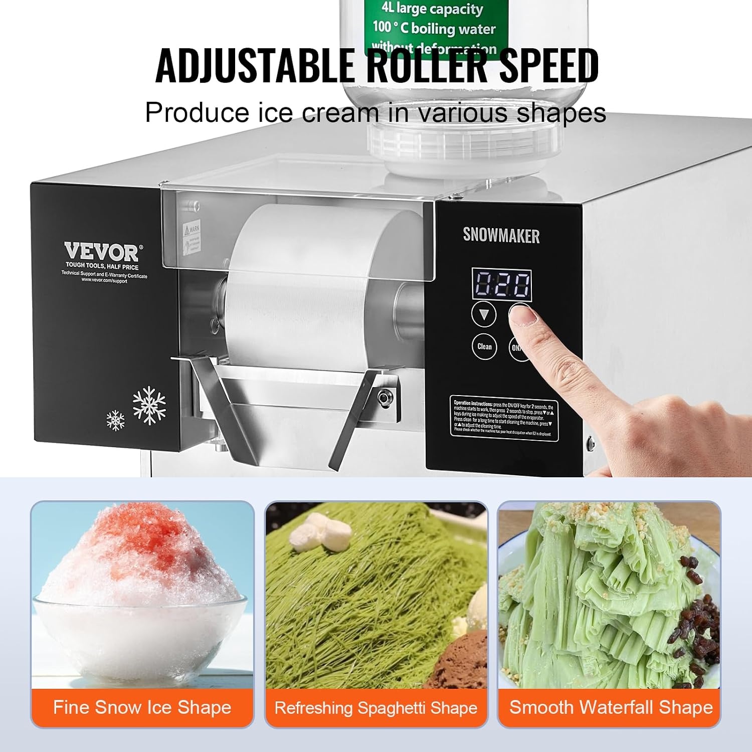 image:imageVEVOR Commercial Snowflake Ice Machine 375LBS24H Snowflake Ice Maker Stainless Steel Ice Shaver Machine Electric Snow Cone Maker Air Cooling System for Rapid Heat Dissipation for Bakery CafeAir Cooling