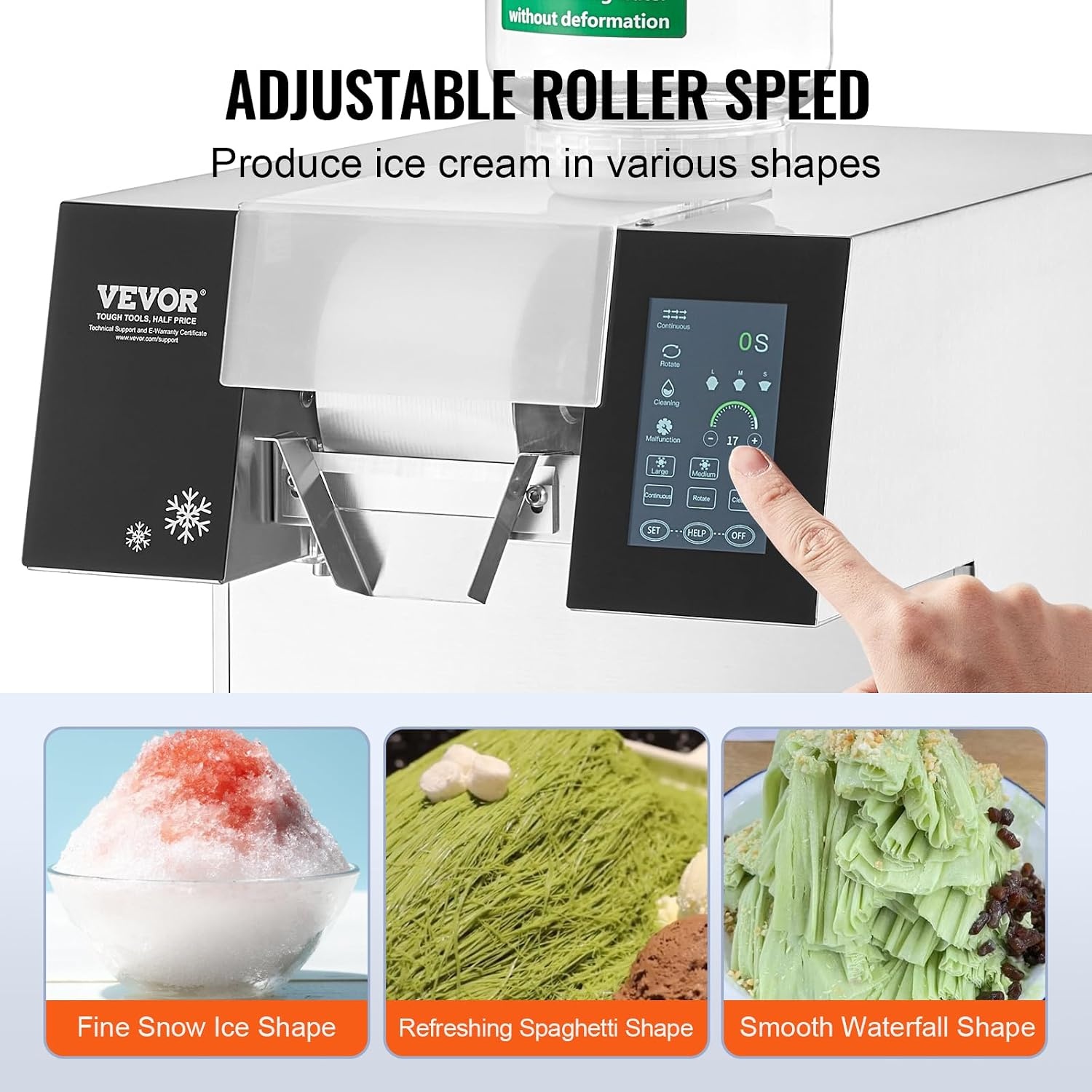 image:imageVEVOR Commercial Snowflake Ice Machine 375LBS24H Snowflake Ice Maker Stainless Steel Ice Shaver Machine Electric Snow Cone Maker Air Cooling System for Rapid Heat Dissipation for Bakery CafeLiquid Cooling