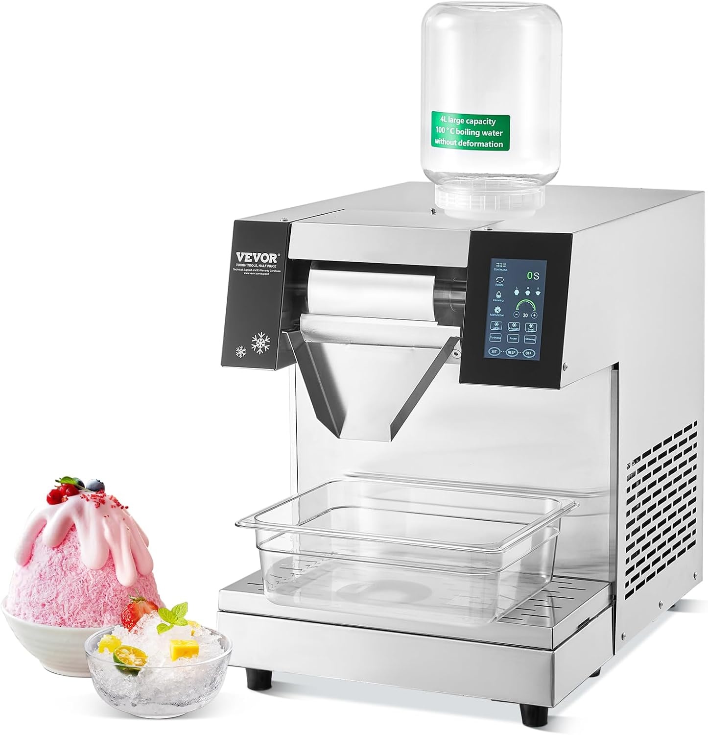 image:imageVEVOR Commercial Snowflake Ice Machine 375LBS24H Snowflake Ice Maker Stainless Steel Ice Shaver Machine Electric Snow Cone Maker Air Cooling System for Rapid Heat Dissipation for Bakery CafeAir Cooling