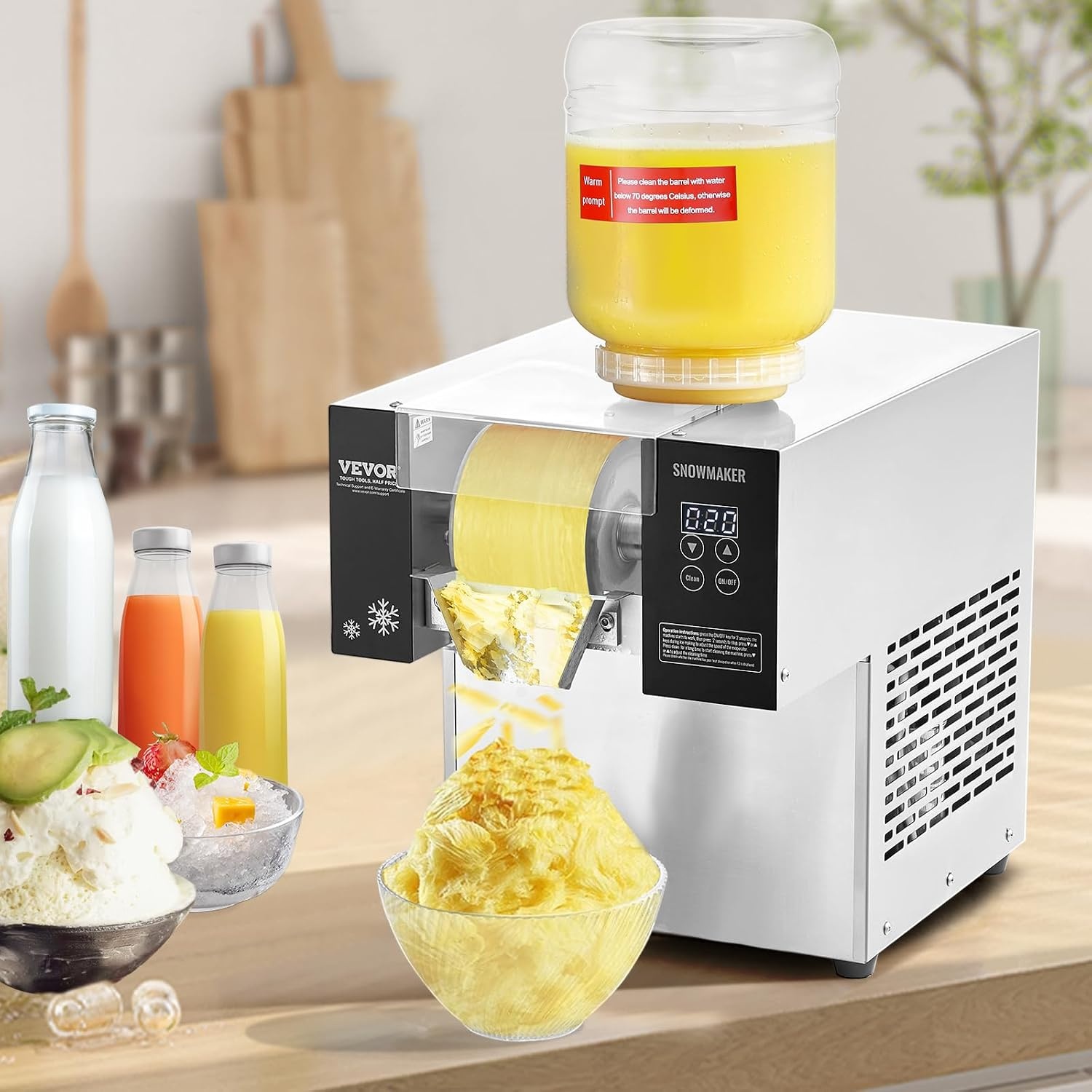 image:imageVEVOR Commercial Snowflake Ice Machine 375LBS24H Snowflake Ice Maker Stainless Steel Ice Shaver Machine Electric Snow Cone Maker Air Cooling System for Rapid Heat Dissipation for Bakery CafeAir Cooling