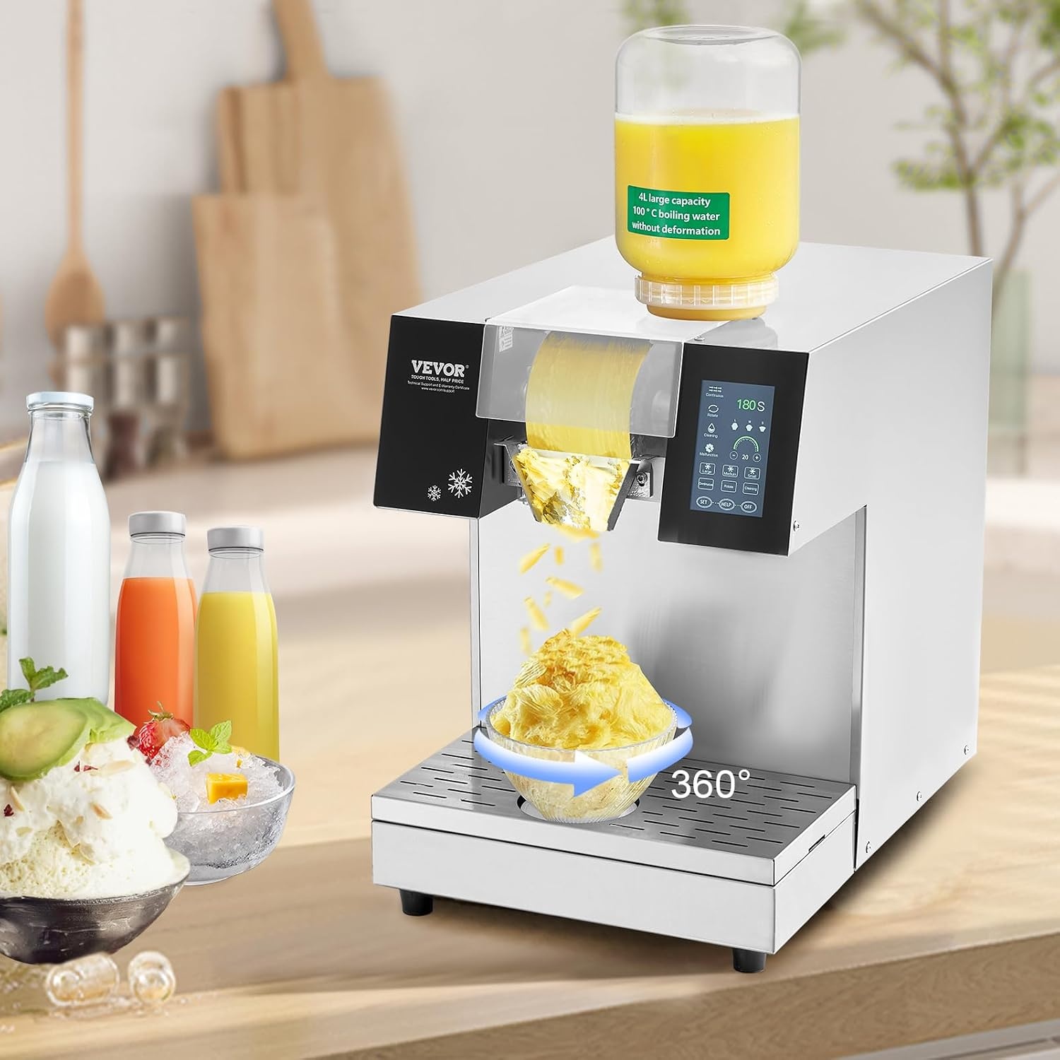 image:imageVEVOR Commercial Snowflake Ice Machine 375LBS24H Snowflake Ice Maker Stainless Steel Ice Shaver Machine Electric Snow Cone Maker Air Cooling System for Rapid Heat Dissipation for Bakery CafeLiquid Cooling