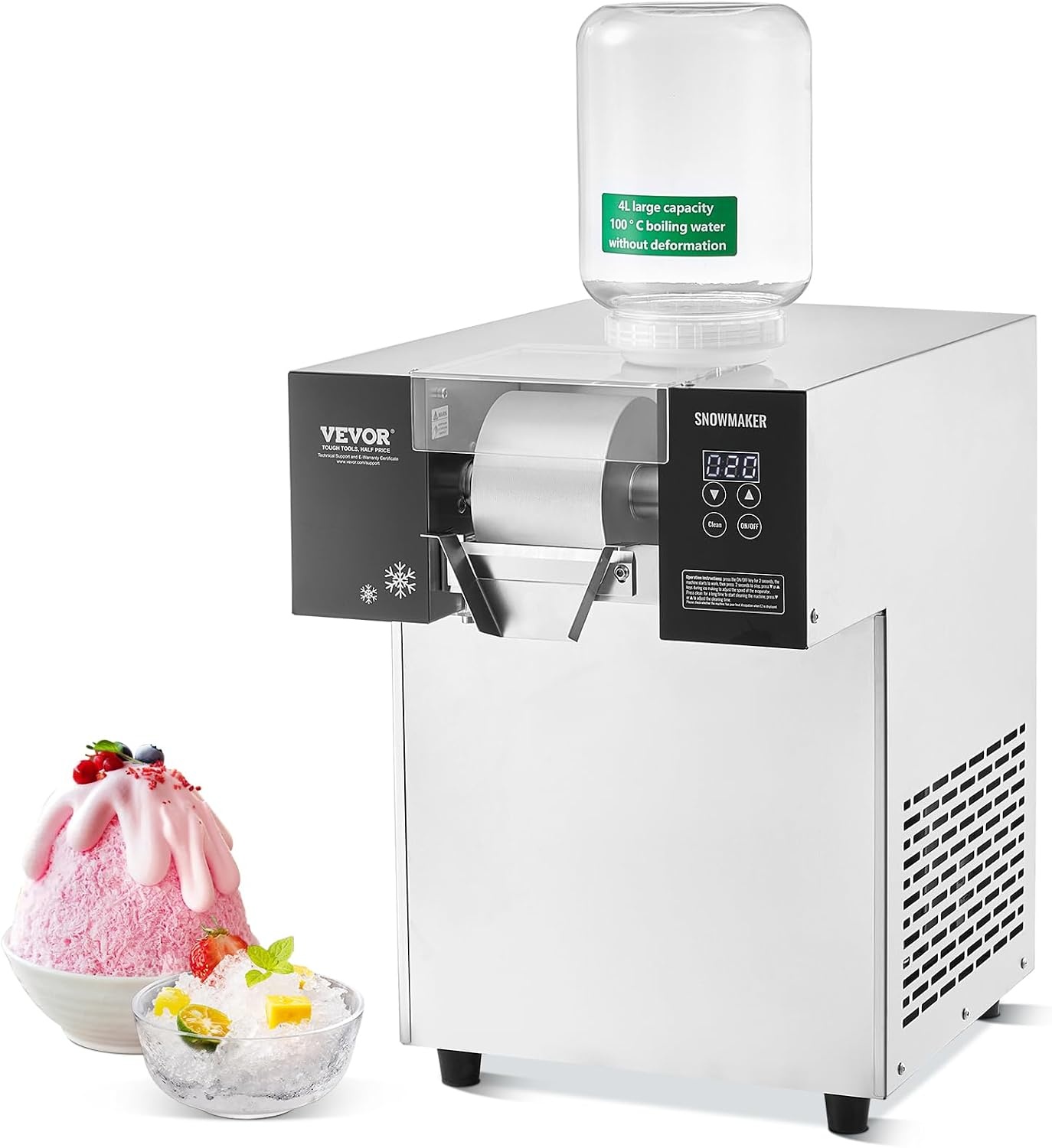 image:imageVEVOR Commercial Snowflake Ice Machine 375LBS24H Snowflake Ice Maker Stainless Steel Ice Shaver Machine Electric Snow Cone Maker Air Cooling System for Rapid Heat Dissipation for Bakery CafeAir Cooling