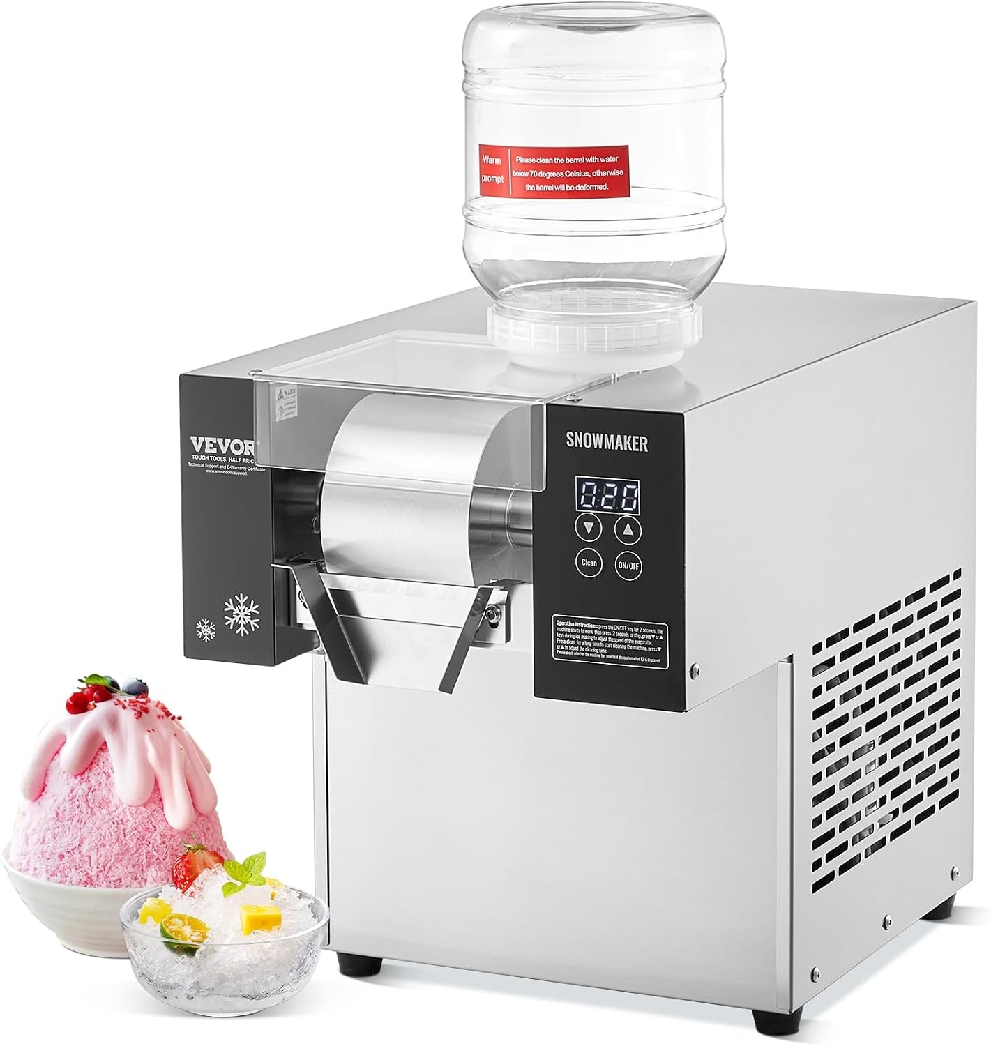 image:imageVEVOR Commercial Snowflake Ice Machine 375LBS24H Snowflake Ice Maker Stainless Steel Ice Shaver Machine Electric Snow Cone Maker Air Cooling System for Rapid Heat Dissipation for Bakery CafeAir Cooling