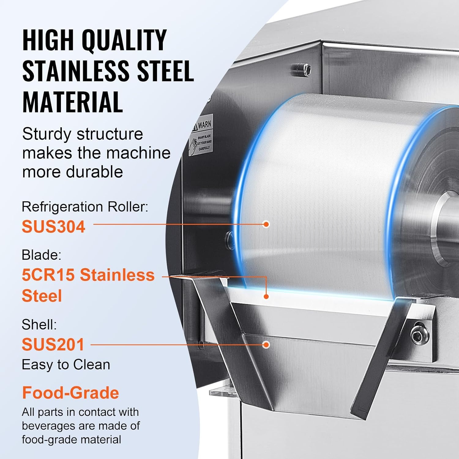 image:imageVEVOR Commercial Snowflake Ice Machine 375LBS24H Snowflake Ice Maker Stainless Steel Ice Shaver Machine Electric Snow Cone Maker Air Cooling System for Rapid Heat Dissipation for Bakery CafeLiquid Cooling