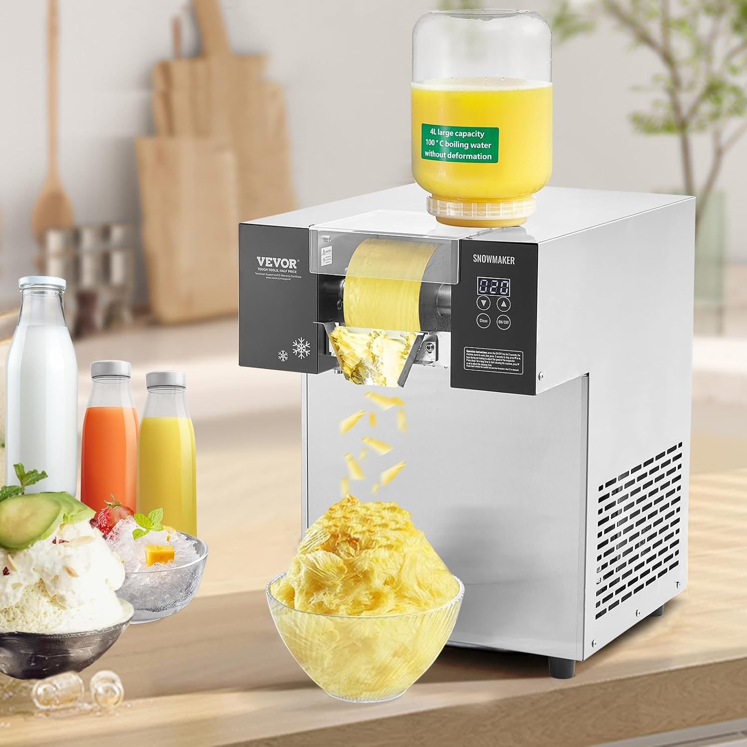 image:imageVEVOR Commercial Snowflake Ice Machine 375LBS24H Snowflake Ice Maker Stainless Steel Ice Shaver Machine Electric Snow Cone Maker Air Cooling System for Rapid Heat Dissipation for Bakery CafeAir Cooling