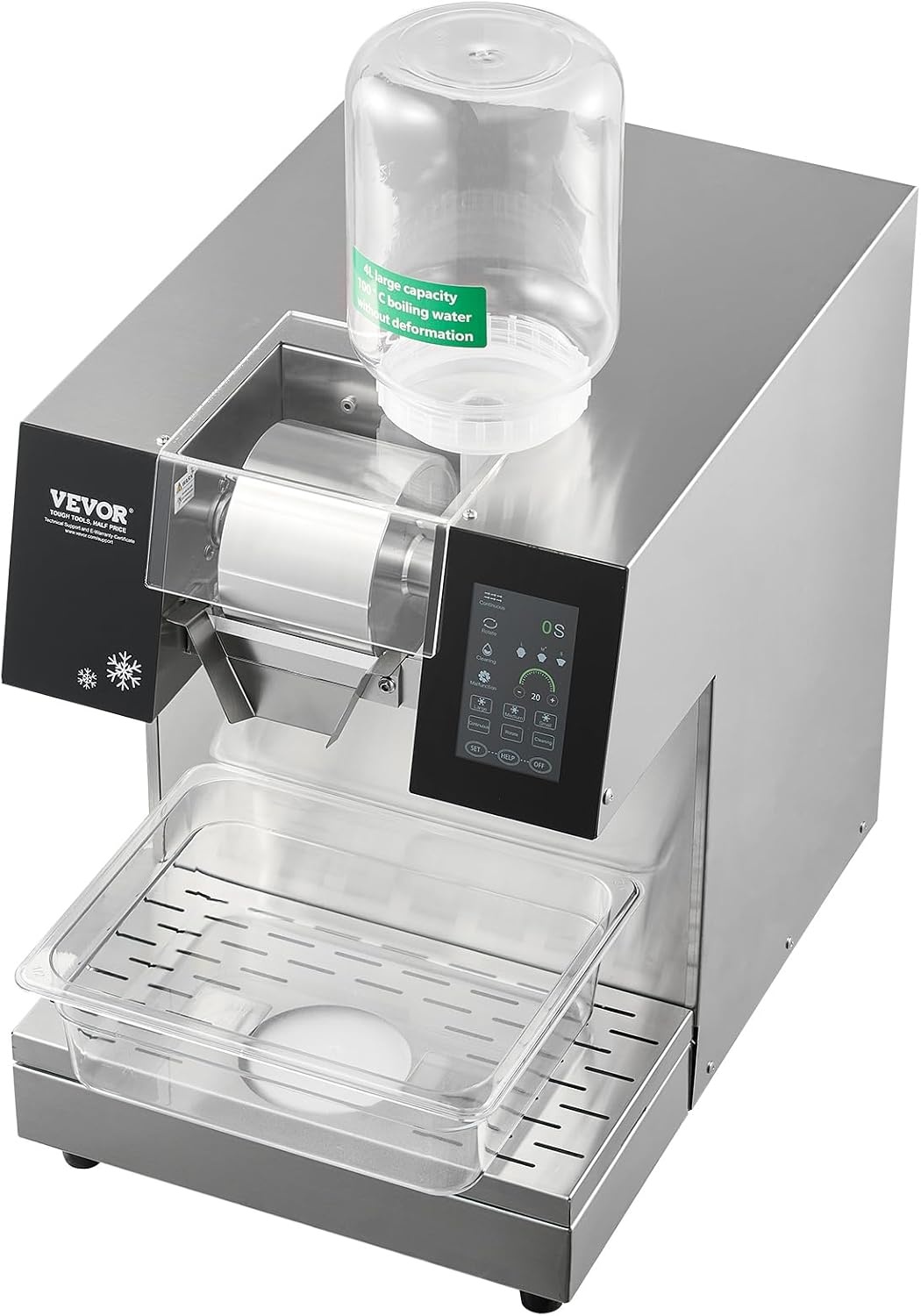 image:imageVEVOR Commercial Snowflake Ice Machine 375LBS24H Snowflake Ice Maker Stainless Steel Ice Shaver Machine Electric Snow Cone Maker Air Cooling System for Rapid Heat Dissipation for Bakery CafeLiquid Cooling