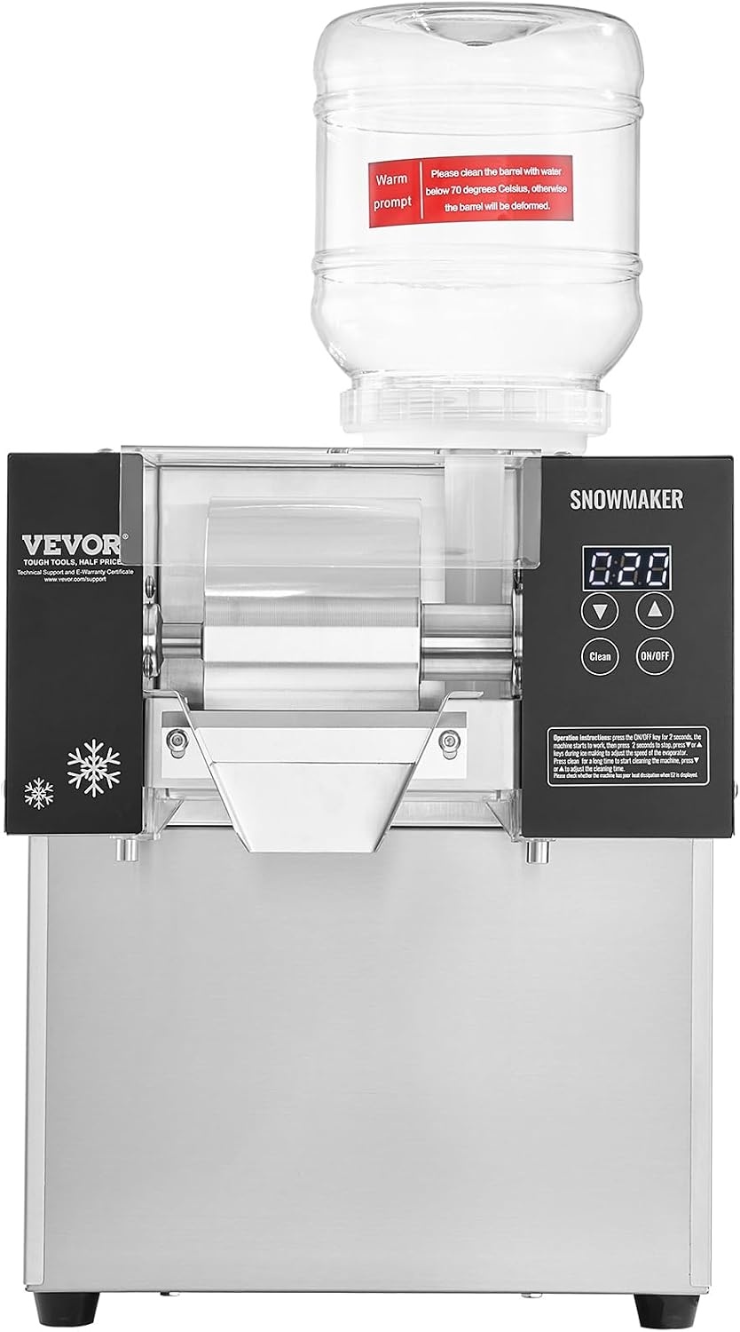 image:imageVEVOR Commercial Snowflake Ice Machine 375LBS24H Snowflake Ice Maker Stainless Steel Ice Shaver Machine Electric Snow Cone Maker Air Cooling System for Rapid Heat Dissipation for Bakery CafeAir Cooling