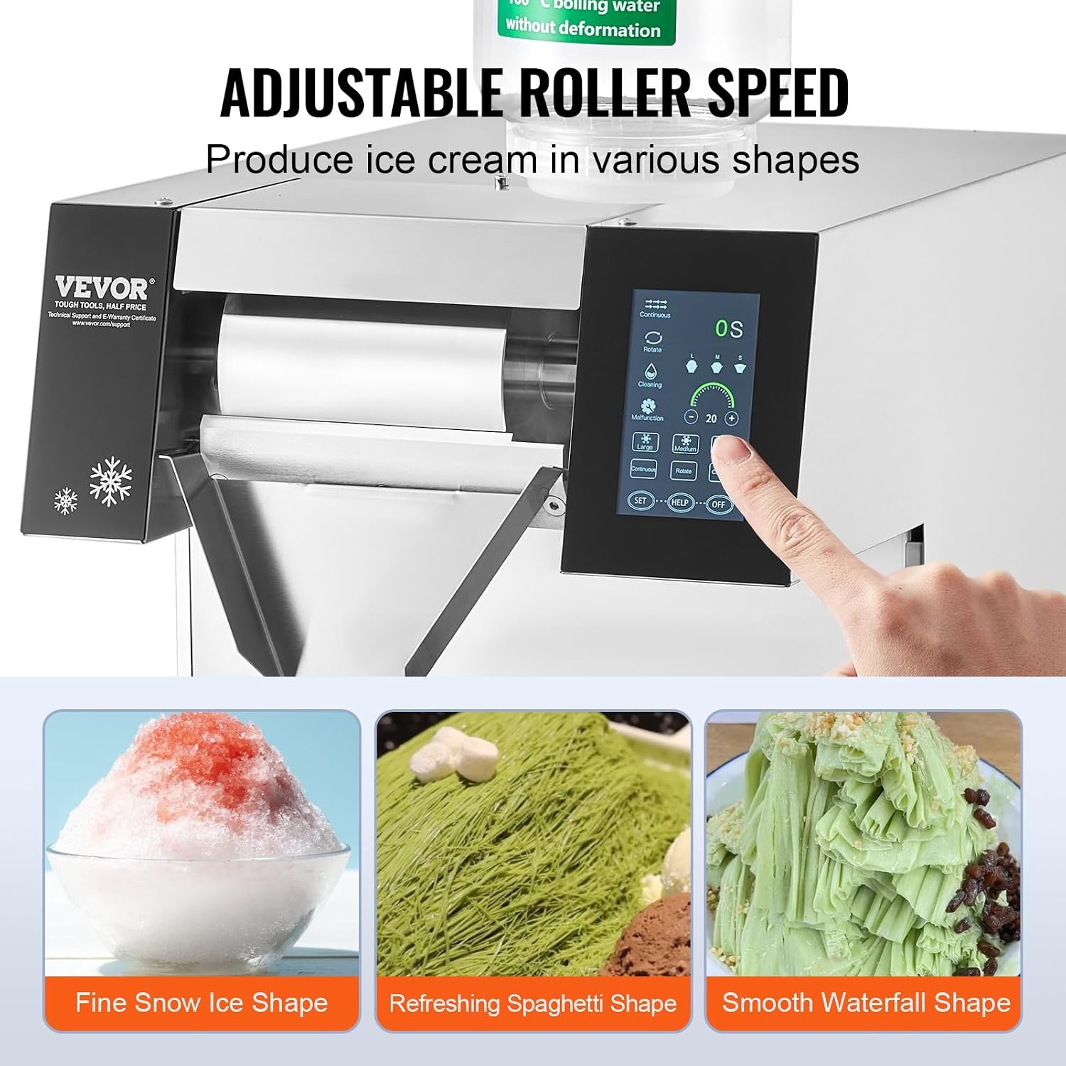 image:imageVEVOR Commercial Snowflake Ice Machine 375LBS24H Snowflake Ice Maker Stainless Steel Ice Shaver Machine Electric Snow Cone Maker Air Cooling System for Rapid Heat Dissipation for Bakery CafeAir Cooling