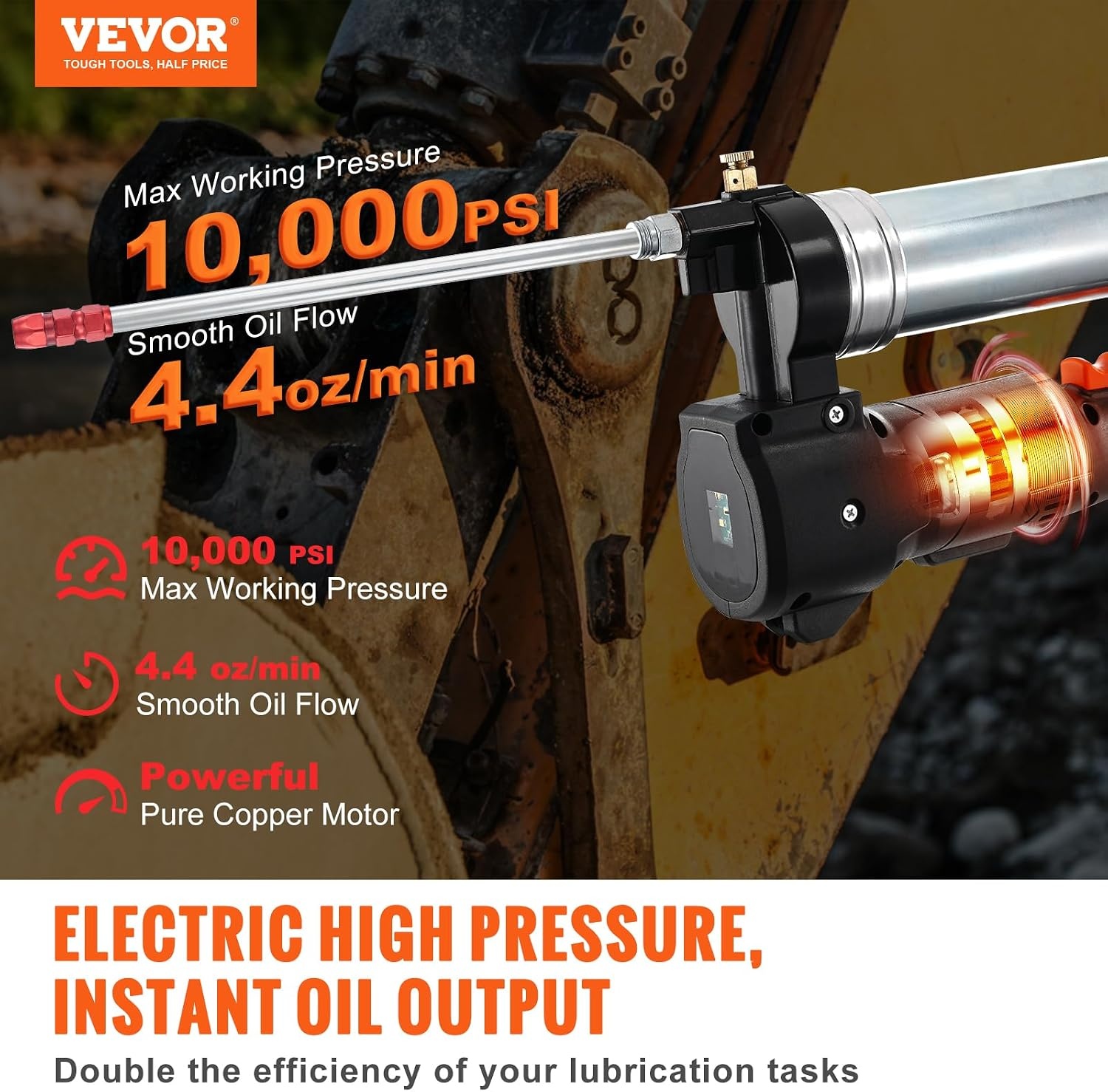 image:imageVEVOR Cordless Grease Gun 20Volt 10000 PSI 39 Long Hose Electric Grease Gun Kit Professional High Pressure Battery Powered Grease Gun with Carrying Case Battery and Charger Included Black1 Battery