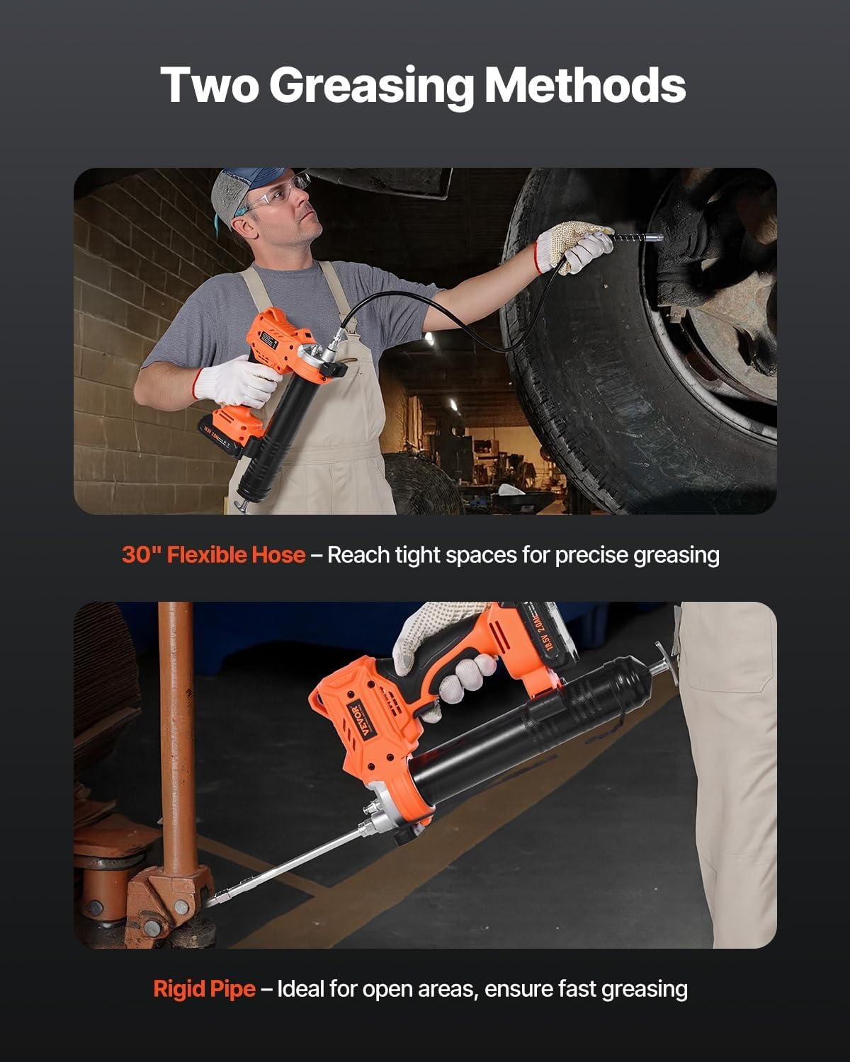 image:imageVEVOR Cordless Grease Gun 8000 PSI Max Pressure 20V Electric Grease Gun with 20 Ah Battery amp LED Light 354inch Long Hose amp Carrying Case Variable Speed Triggers Vehicles or Machines GreasingBatteryTool