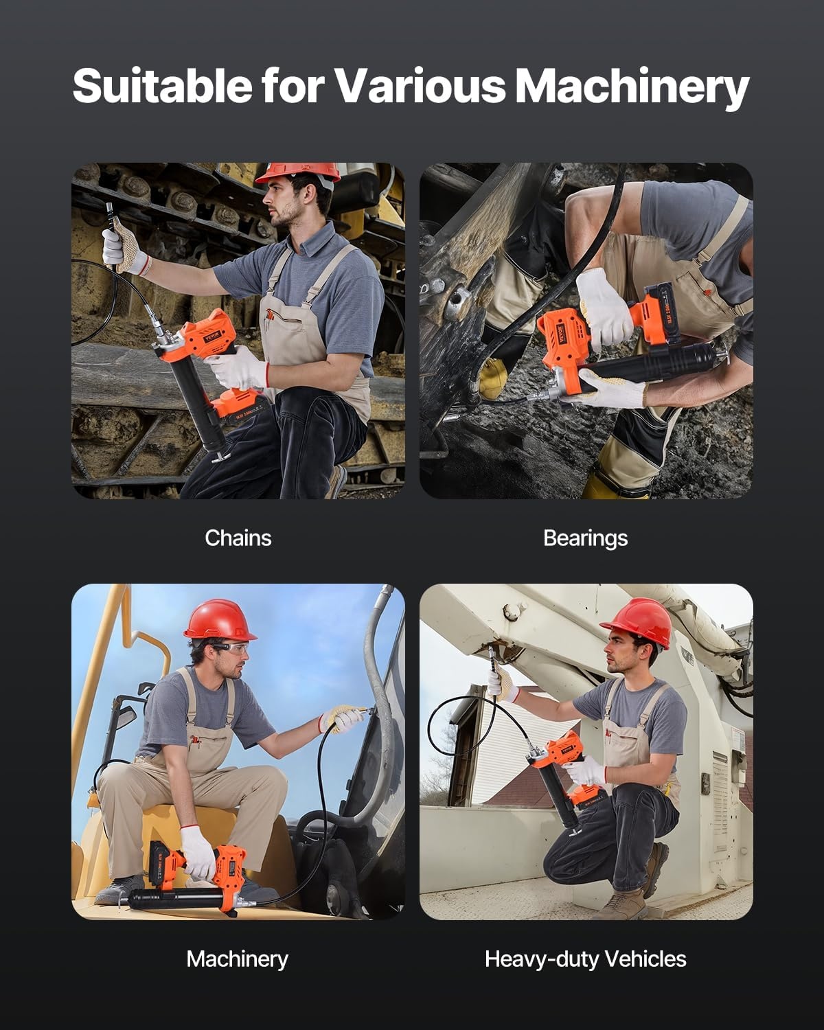 image:imageVEVOR Cordless Grease Gun 8000 PSI Max Pressure 20V Electric Grease Gun with 20 Ah Battery amp LED Light 354inch Long Hose amp Carrying Case Variable Speed Triggers Vehicles or Machines GreasingBatteryTool