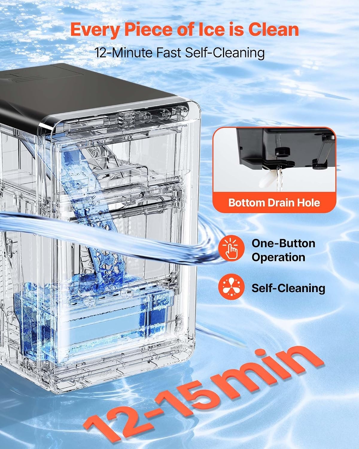 image:imageVEVOR Countertop Ice Maker 44 lbs per Day SelfCleaning Portable Machine with Scoop Nugget Ice Machine with Chewable ICES for Home Kitchen Office Bar amp Party 4 lbs IceStorage SliverBlack