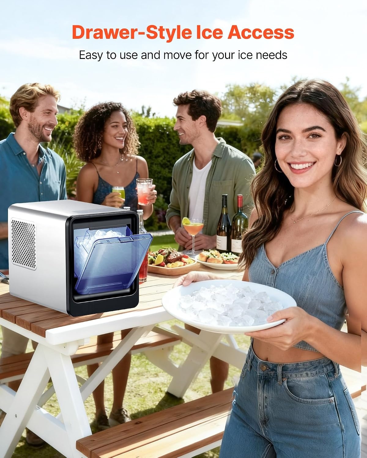 image:imageVEVOR Countertop Ice Maker 44 lbs per Day SelfCleaning Portable Machine with Scoop Nugget Ice Machine with Chewable ICES for Home Kitchen Office Bar amp Party 4 lbs IceStorage SliverBlack