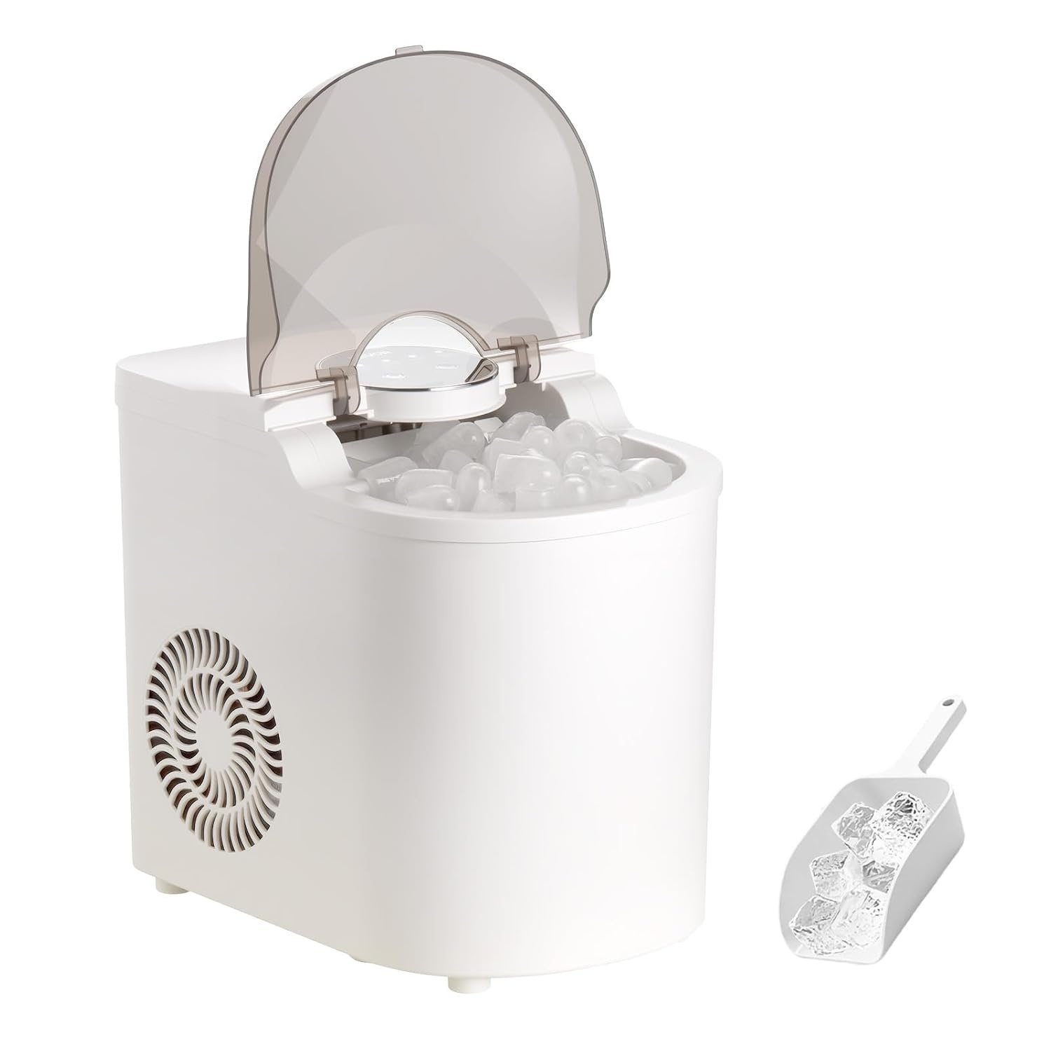 image:imageVEVOR Countertop Ice Maker 7 Cubes Ready in 6 Mins 26 lbs per Day SelfCleaning Portable Machine with Ice Scoop IceMaking Machine with 2 Sizes Bullet ICES for Home Kitchen Office Bar amp PartyWhite