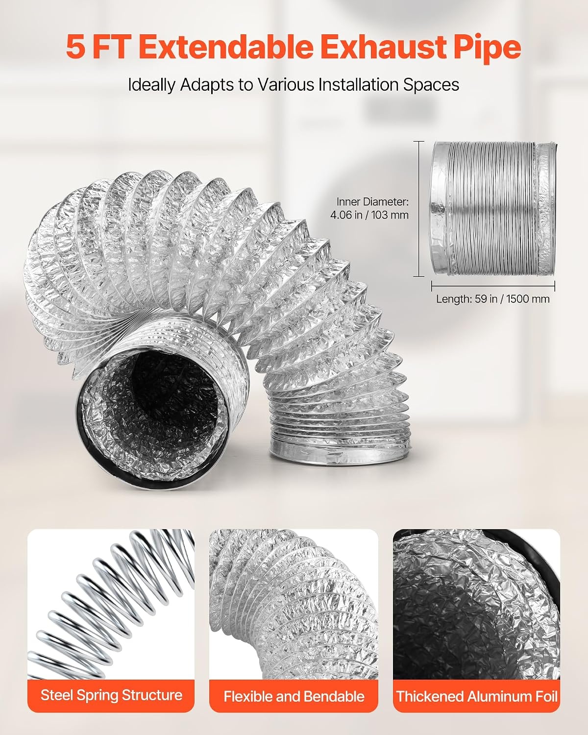 image:imageVEVOR Dryer Vent Window Kit Fits 4Inch Exhaust Hoses Adjustable Length for Adapts Sliding Windows of Different Heights Sturdy PVC and PP Materials Dual Protections amp Multilayer Sealing DesignStyle2 with water system