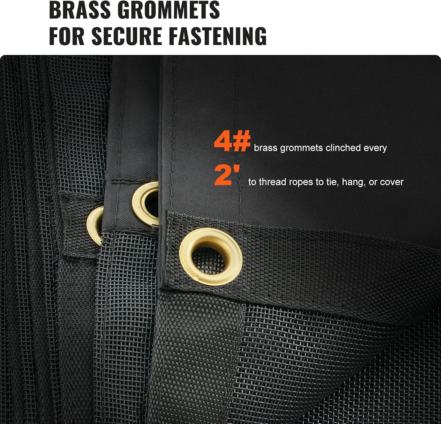 image:imageVEVOR Dump Truck Mesh Tarp 75x18 ft PVC Coated Black Heavy Duty Cover with 55 18oz Double Pocket Brass Grommets Reinforced Double Needle Stitch Webbing Fits Manual or Electric Dump Truck System8 x 18