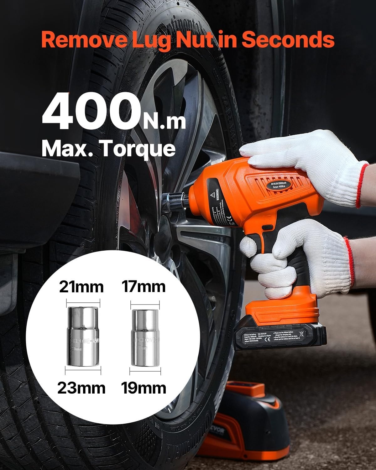 image:imageVEVOR Electric Car Jack Cordless Remote Control 5 Tons 11000 lbs Electric Hydraulic Jack Kit 18V Battery with Electric Impact Wrench Tire Change Replacement with LED Light Portable Car Jack5T Cordless Remote Update Battery2
