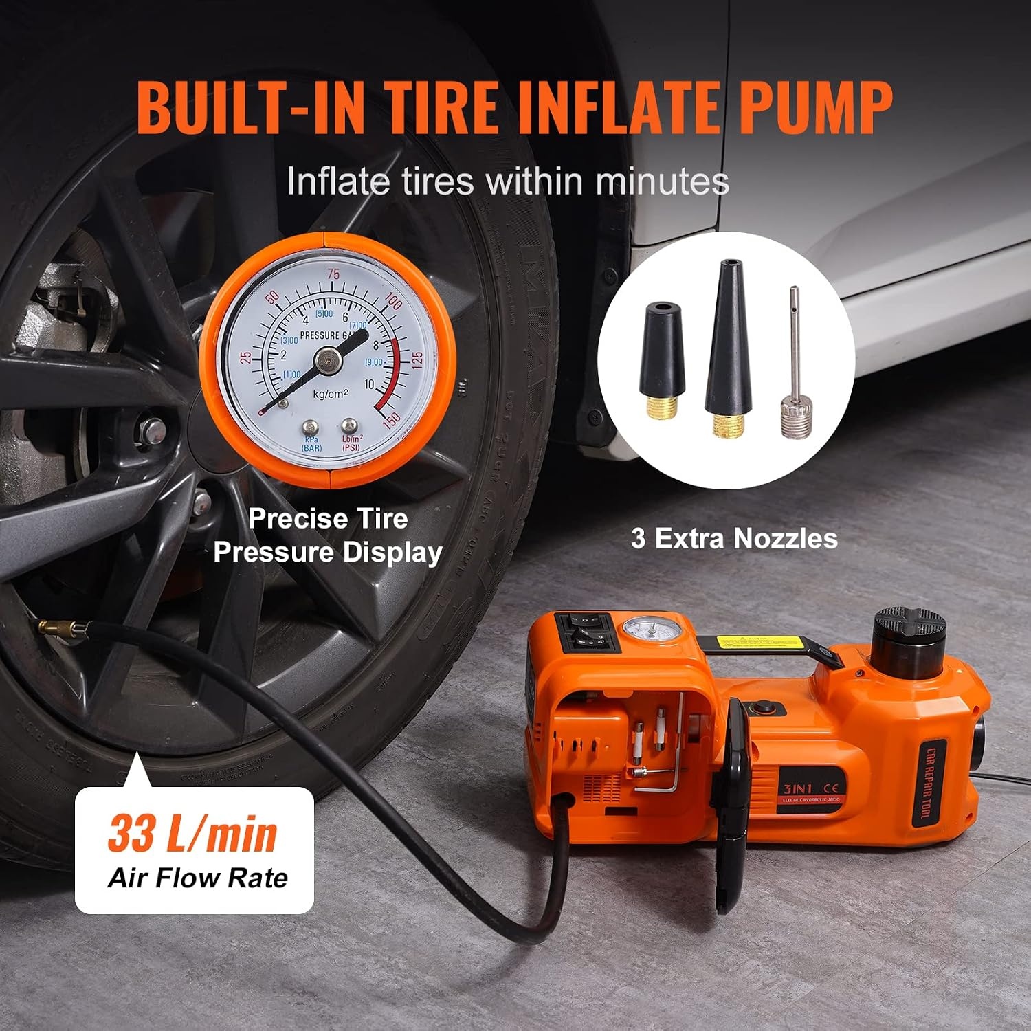 image:imageVEVOR Electric Car Jack Cordless Remote Control 5 Tons 11000 lbs Electric Hydraulic Jack Kit 18V Battery with Electric Impact Wrench Tire Change Replacement with LED Light Portable Car Jack5T Essential