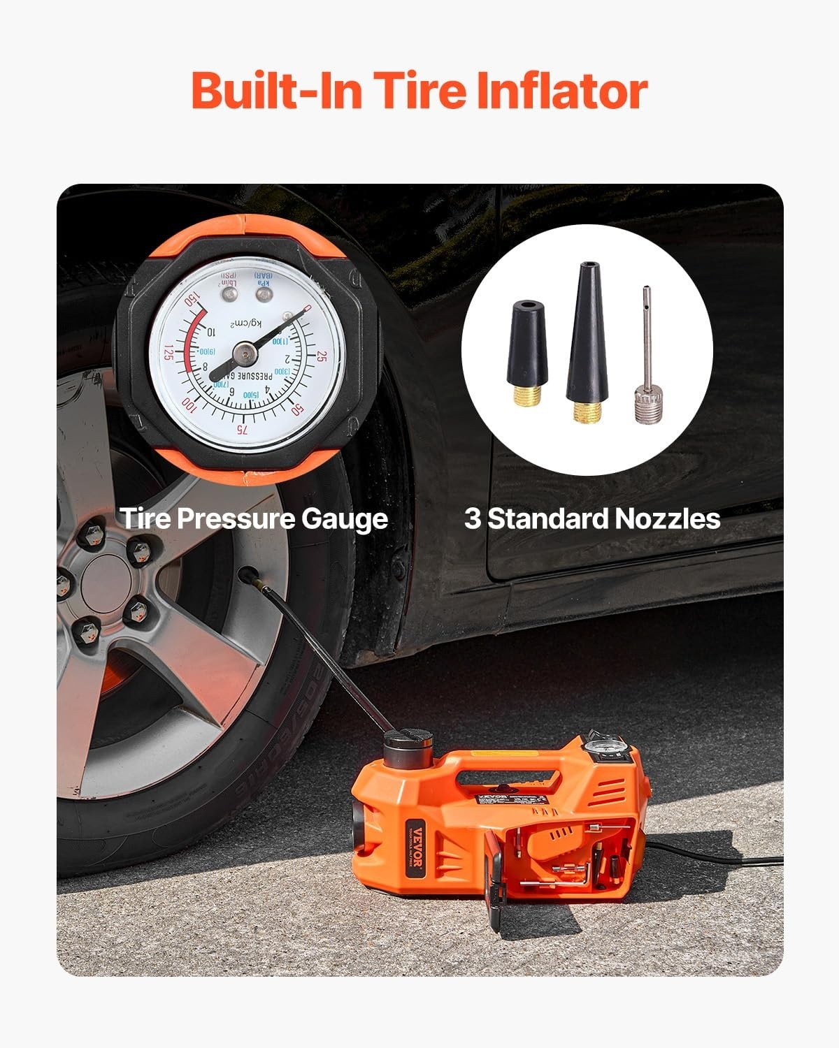 image:imageVEVOR Electric Car Jack Cordless Remote Control 5 Tons 11000 lbs Electric Hydraulic Jack Kit 18V Battery with Electric Impact Wrench Tire Change Replacement with LED Light Portable Car Jack5T Appearance Update