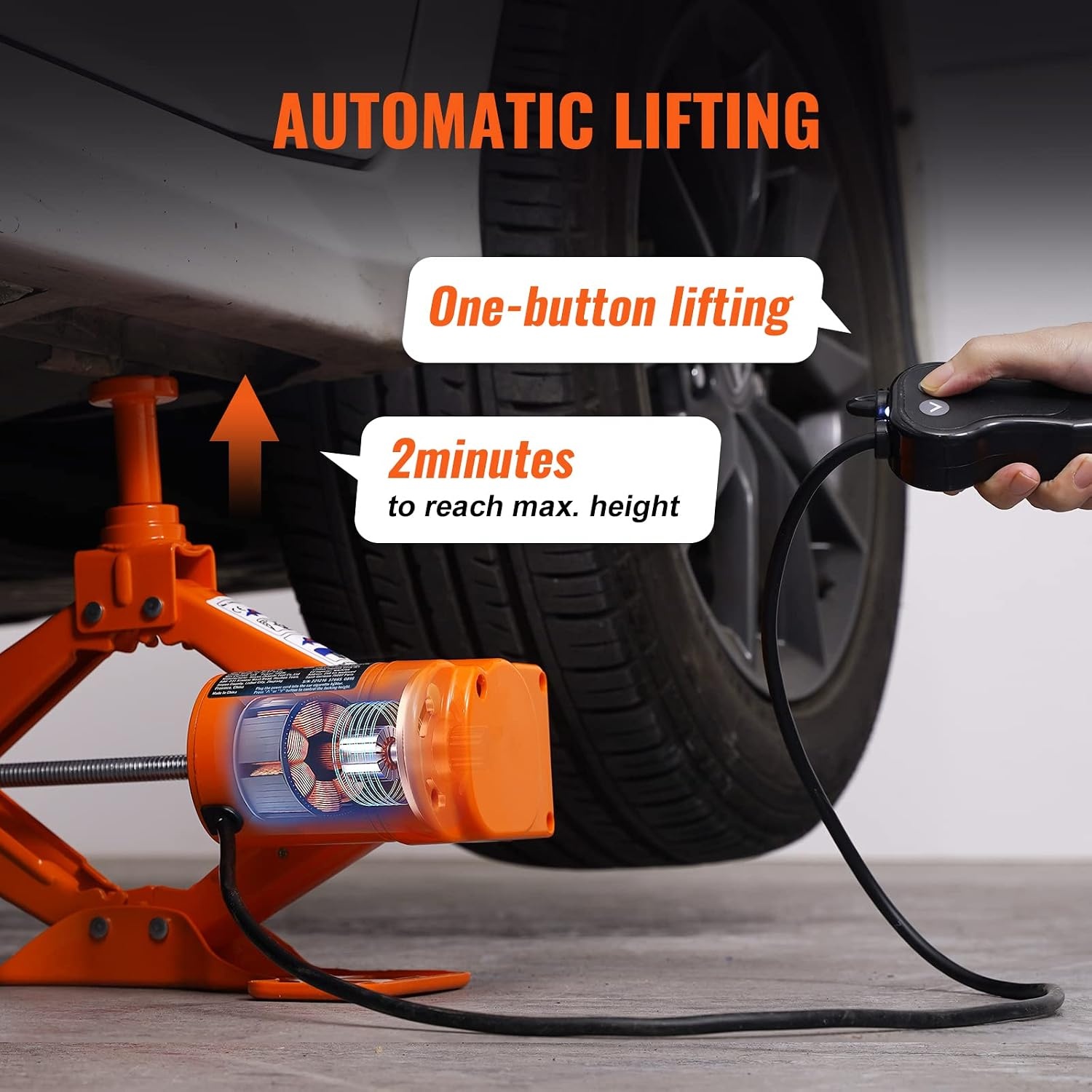 image:imageVEVOR Electric Car Jack Cordless Remote Control 5 Tons 11000 lbs Electric Hydraulic Jack Kit 18V Battery with Electric Impact Wrench Tire Change Replacement with LED Light Portable Car Jack3T with Wrench