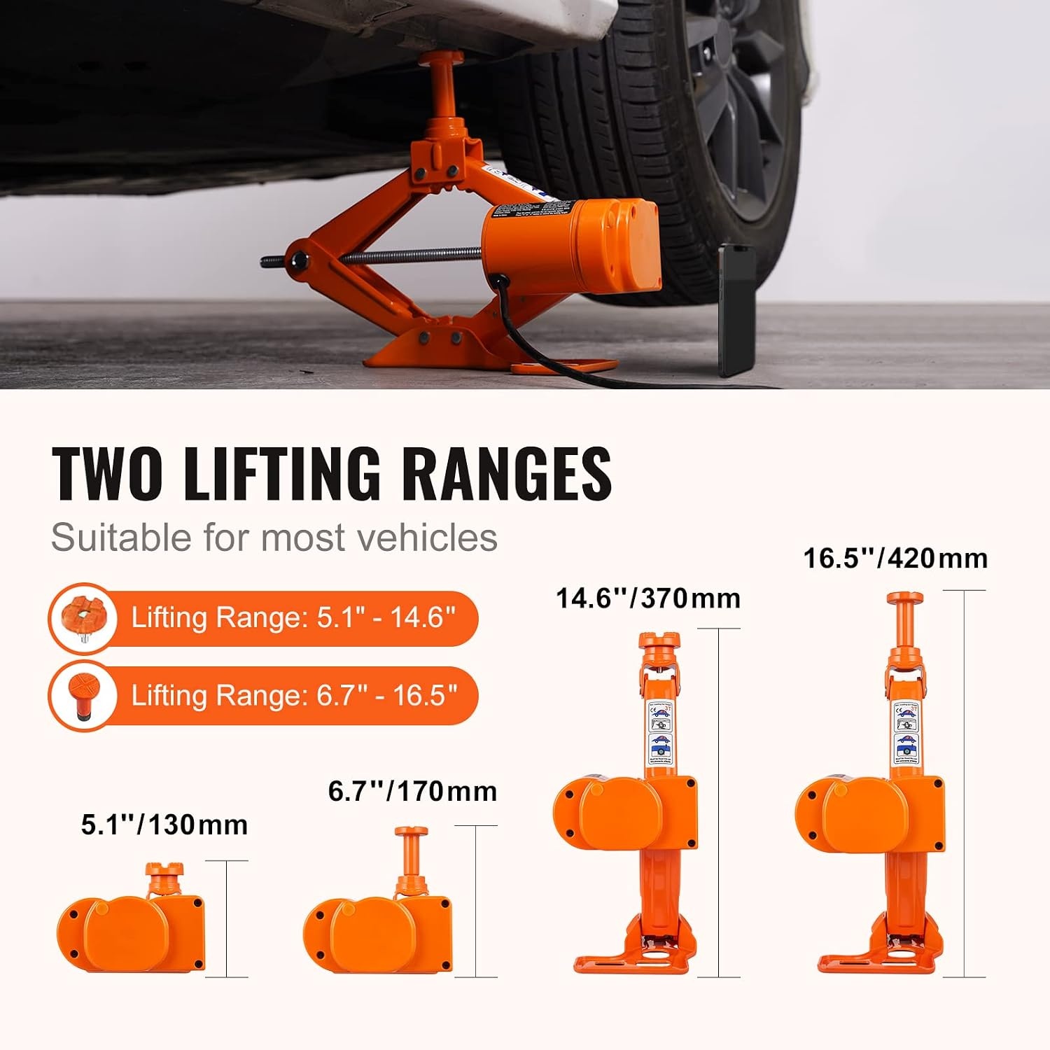 image:imageVEVOR Electric Car Jack Cordless Remote Control 5 Tons 11000 lbs Electric Hydraulic Jack Kit 18V Battery with Electric Impact Wrench Tire Change Replacement with LED Light Portable Car Jack3T with Wrench