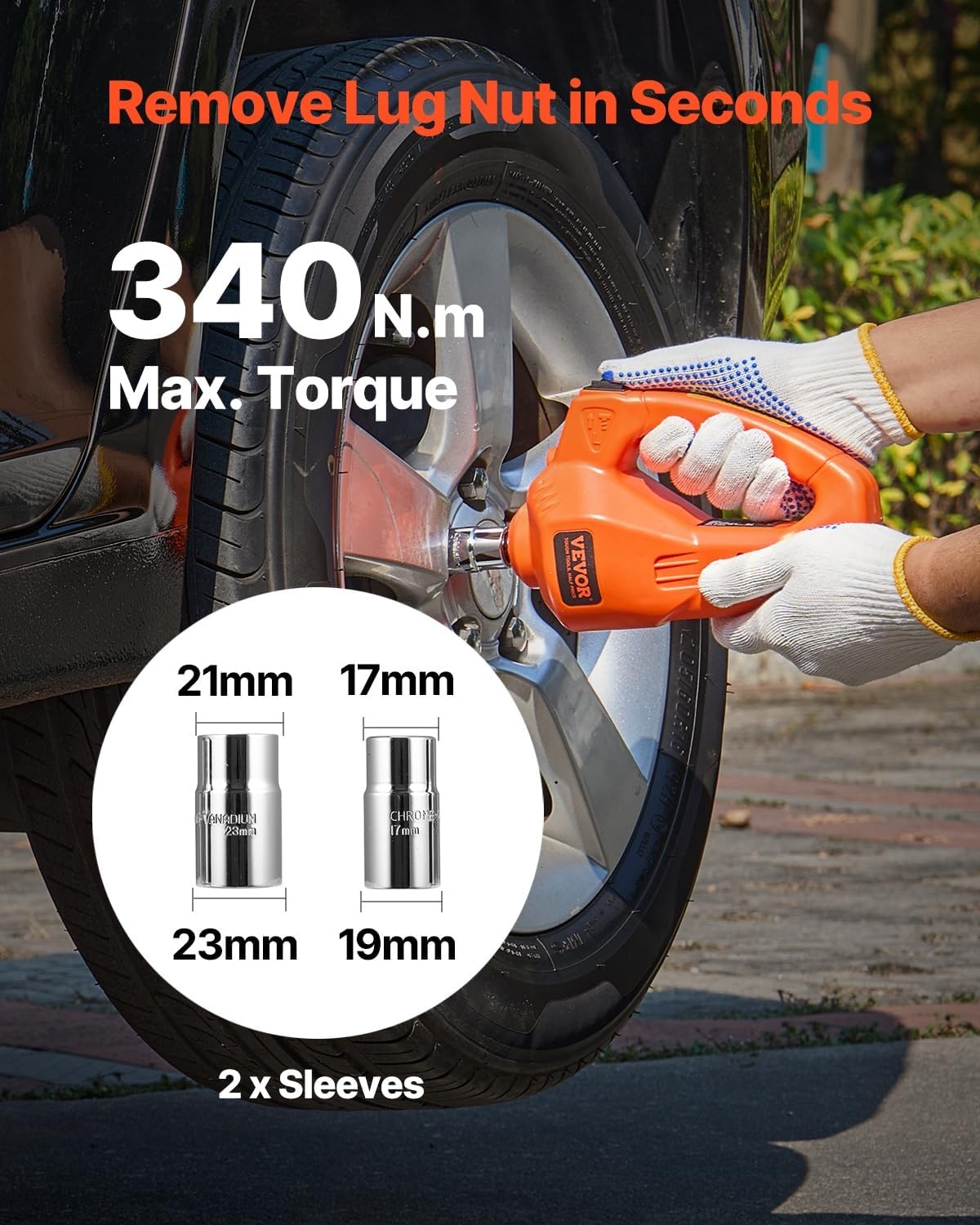 image:imageVEVOR Electric Car Jack Cordless Remote Control 5 Tons 11000 lbs Electric Hydraulic Jack Kit 18V Battery with Electric Impact Wrench Tire Change Replacement with LED Light Portable Car Jack5T with Wrench Appearance Update