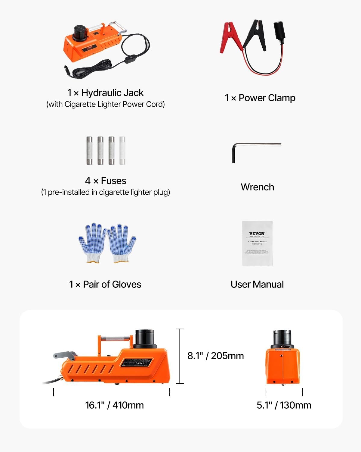 image:imageVEVOR Electric Car Jack Cordless Remote Control 5 Tons 11000 lbs Electric Hydraulic Jack Kit 18V Battery with Electric Impact Wrench Tire Change Replacement with LED Light Portable Car Jack15T