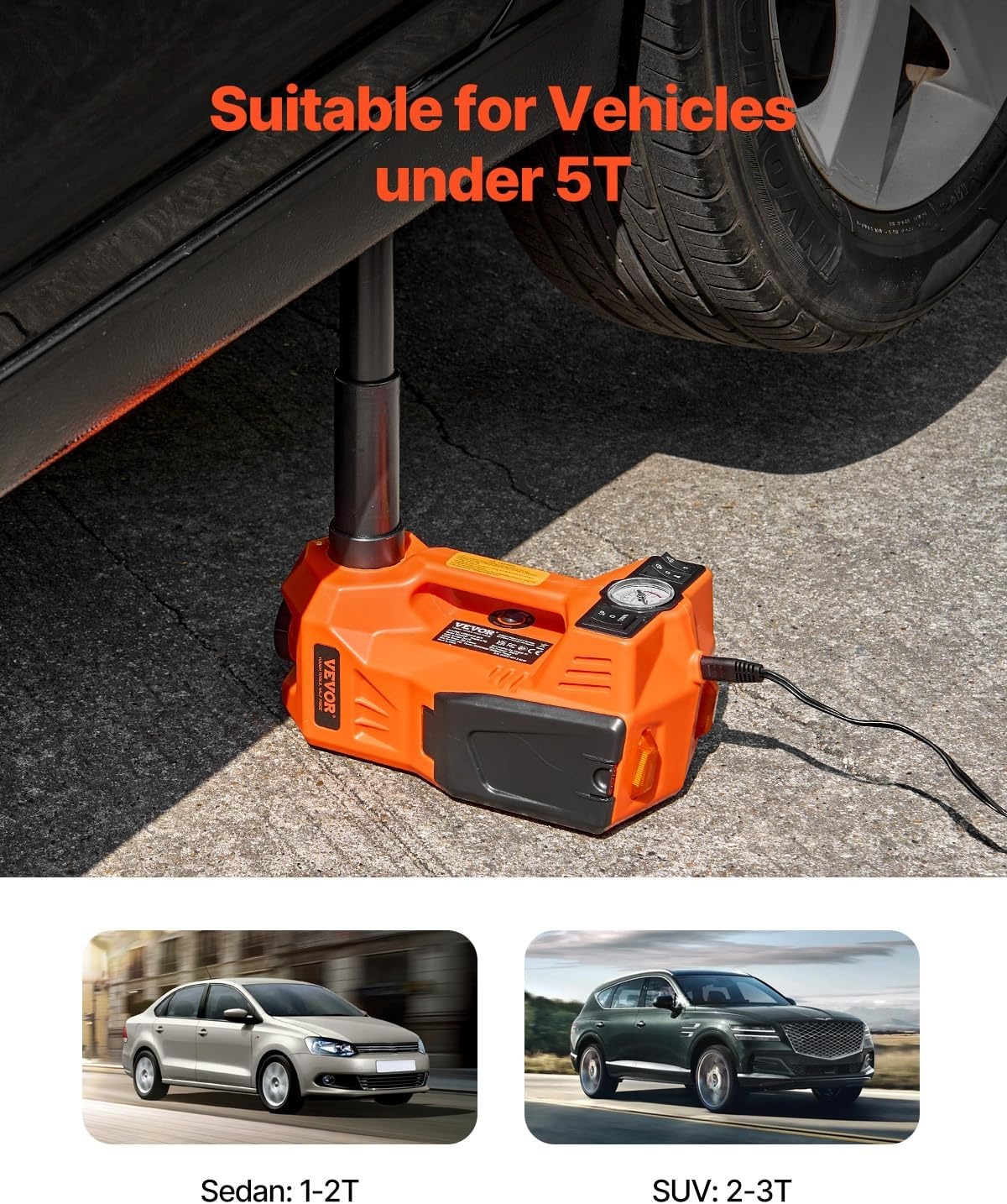 image:imageVEVOR Electric Car Jack Cordless Remote Control 5 Tons 11000 lbs Electric Hydraulic Jack Kit 18V Battery with Electric Impact Wrench Tire Change Replacement with LED Light Portable Car Jack5T Appearance Update