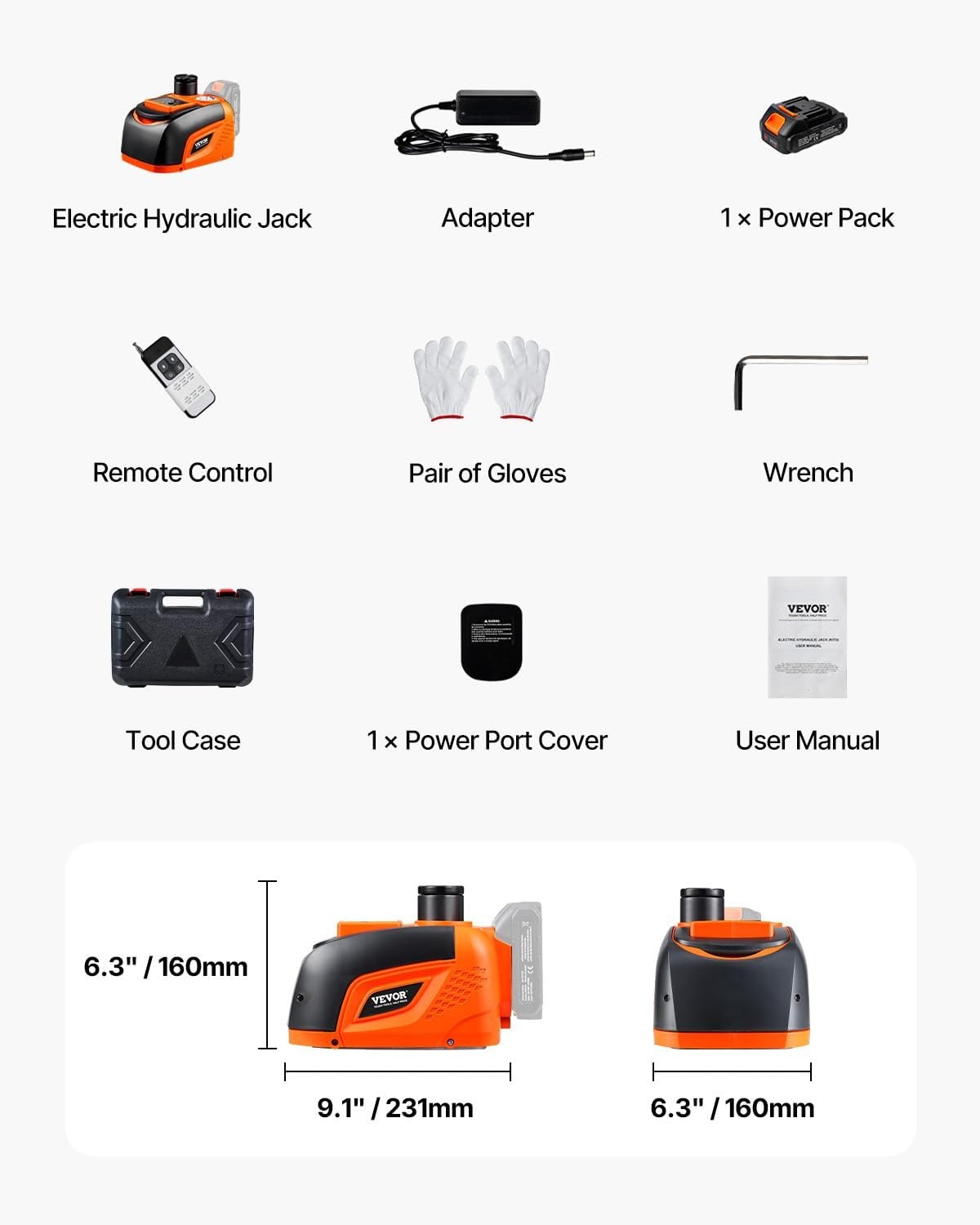 image:imageVEVOR Electric Car Jack Cordless Remote Control 5 Tons 11000 lbs Electric Hydraulic Jack Kit 18V Battery with Electric Impact Wrench Tire Change Replacement with LED Light Portable Car Jack5T Cordless Remote Battery1