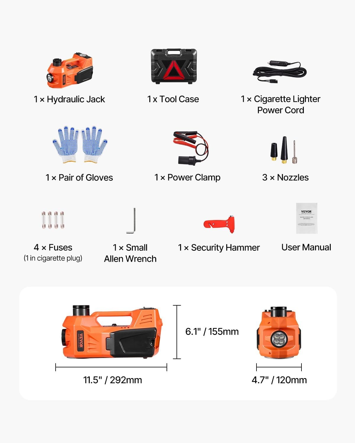 image:imageVEVOR Electric Car Jack Cordless Remote Control 5 Tons 11000 lbs Electric Hydraulic Jack Kit 18V Battery with Electric Impact Wrench Tire Change Replacement with LED Light Portable Car Jack5T Appearance Update
