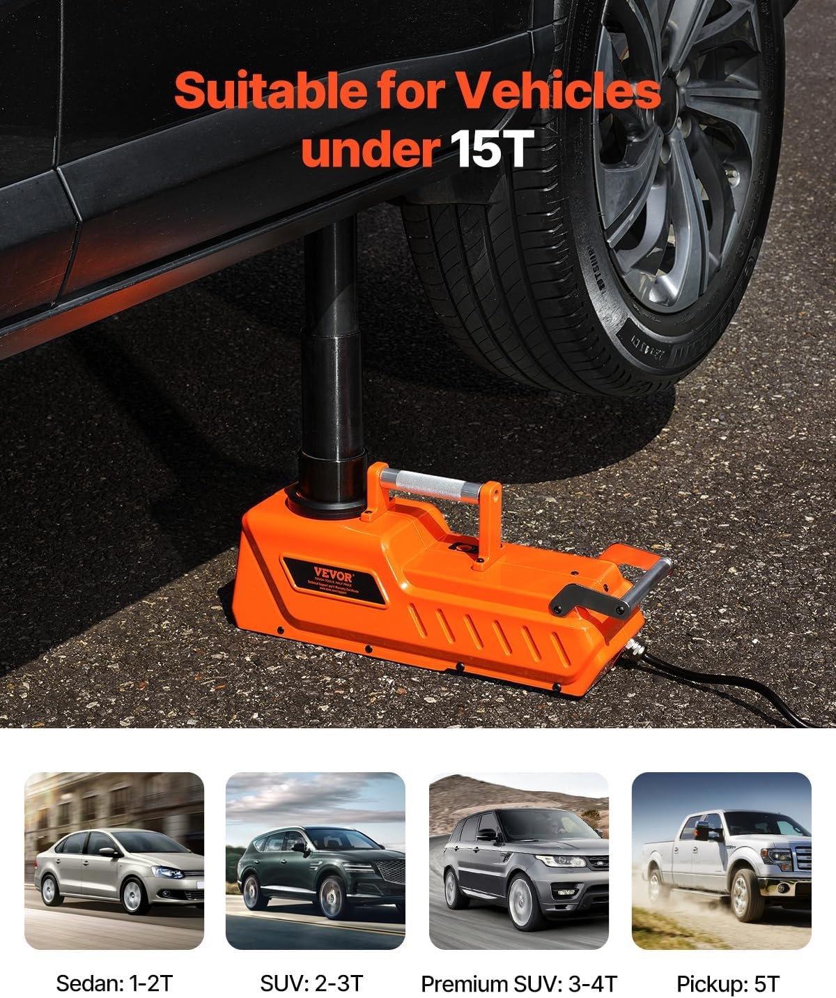 image:imageVEVOR Electric Car Jack Cordless Remote Control 5 Tons 11000 lbs Electric Hydraulic Jack Kit 18V Battery with Electric Impact Wrench Tire Change Replacement with LED Light Portable Car Jack15T