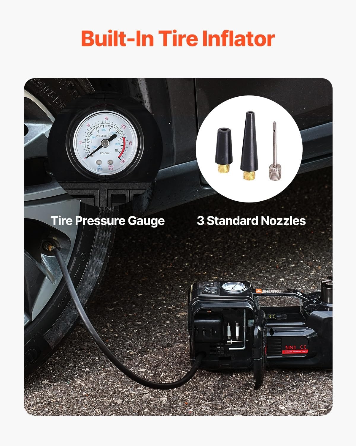image:imageVEVOR Electric Car Jack Cordless Remote Control 5 Tons 11000 lbs Electric Hydraulic Jack Kit 18V Battery with Electric Impact Wrench Tire Change Replacement with LED Light Portable Car Jack5T with WrenchExtended Rod