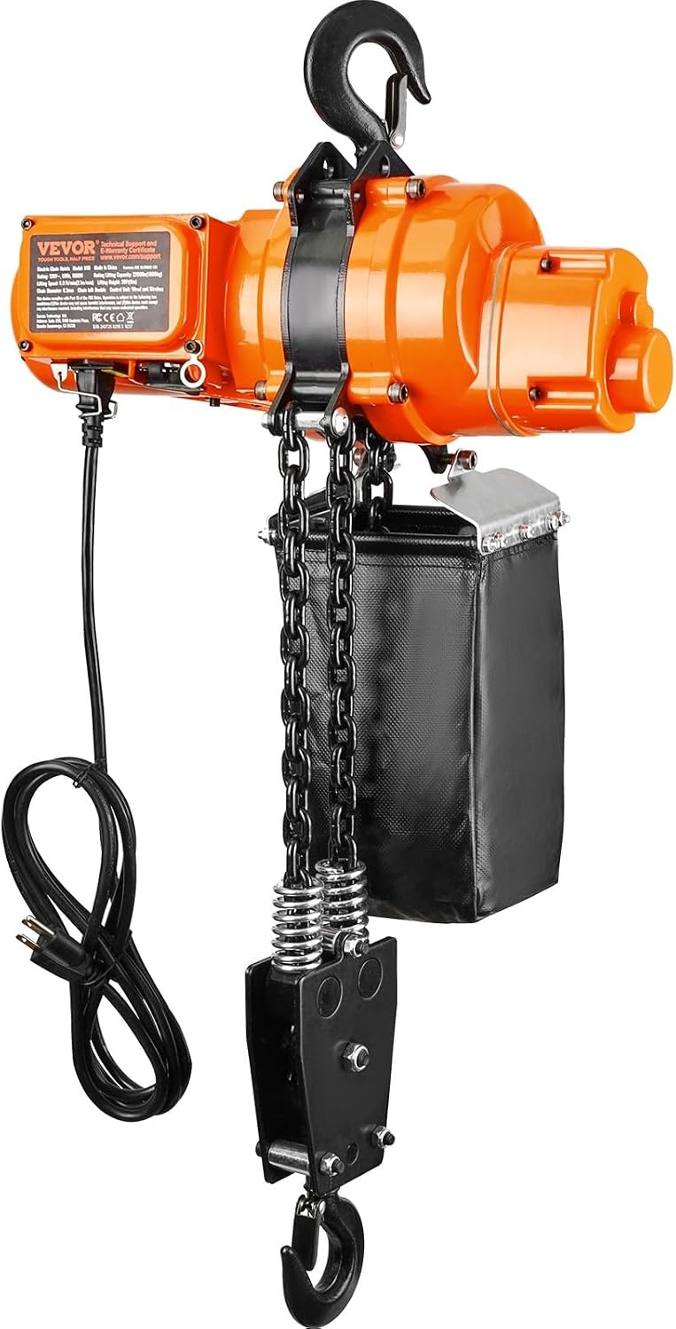 image:imageVEVOR Electric Chain Hoist 2200 lbs Load Capacity 10 ft Lifting Height 120V Single Phase Overhead Crane with Chain 10 ft Wired Remote Control for Garage Shop Hotel and Home2200 lbs 20 ft 2Chain