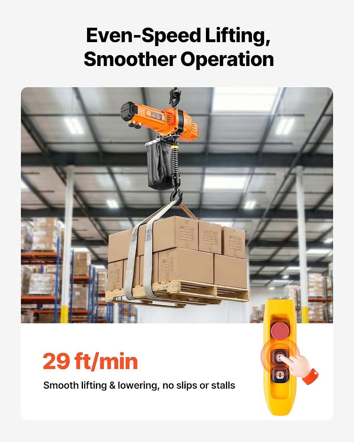 image:imageVEVOR Electric Chain Hoist 2200 lbs Load Capacity 10 ft Lifting Height 120V Single Phase Overhead Crane with Chain 10 ft Wired Remote Control for Garage Shop Hotel and Home2200 lbs 10 ft 1Chain