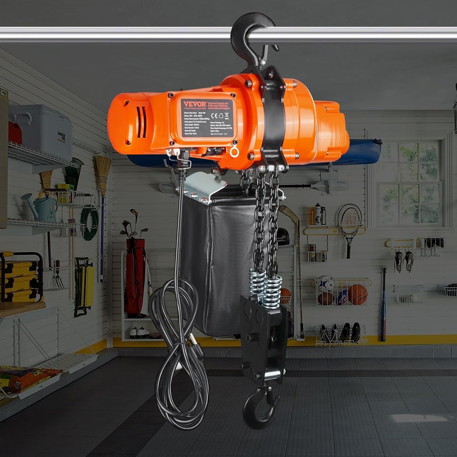 image:imageVEVOR Electric Chain Hoist 2200 lbs Load Capacity 10 ft Lifting Height 120V Single Phase Overhead Crane with Chain 10 ft Wired Remote Control for Garage Shop Hotel and Home2200 lbs 10 ft 2Chain