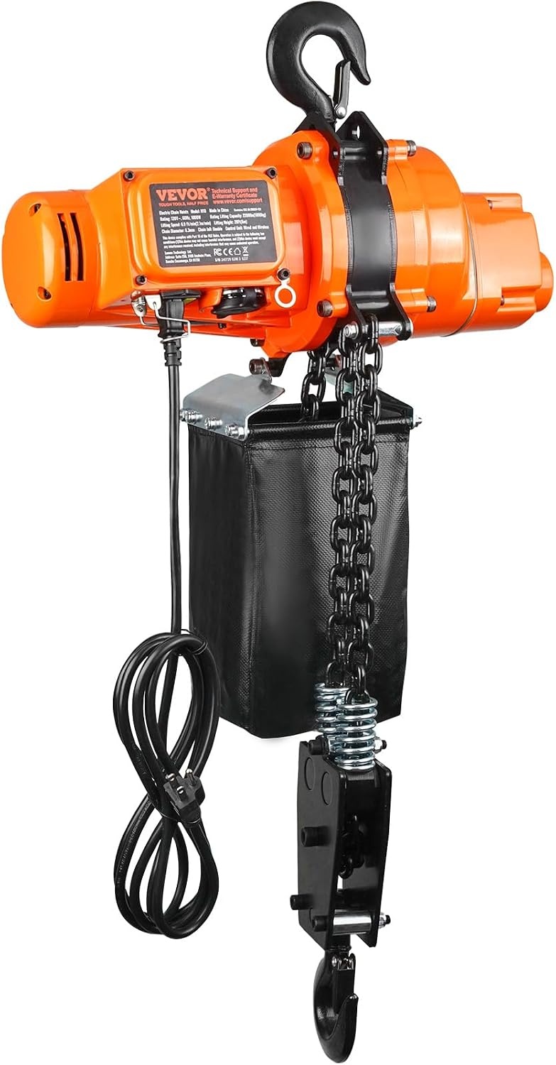 image:imageVEVOR Electric Chain Hoist 2200 lbs Load Capacity 10 ft Lifting Height 120V Single Phase Overhead Crane with Chain 10 ft Wired Remote Control for Garage Shop Hotel and Home2200 lbs 20 ft 2Chain