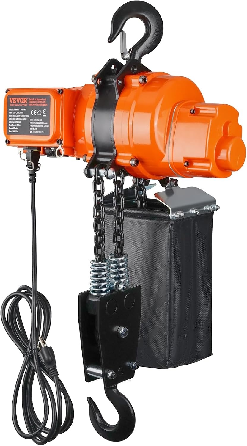 image:imageVEVOR Electric Chain Hoist 2200 lbs Load Capacity 10 ft Lifting Height 120V Single Phase Overhead Crane with Chain 10 ft Wired Remote Control for Garage Shop Hotel and Home2200 lbs 10 ft 2Chain