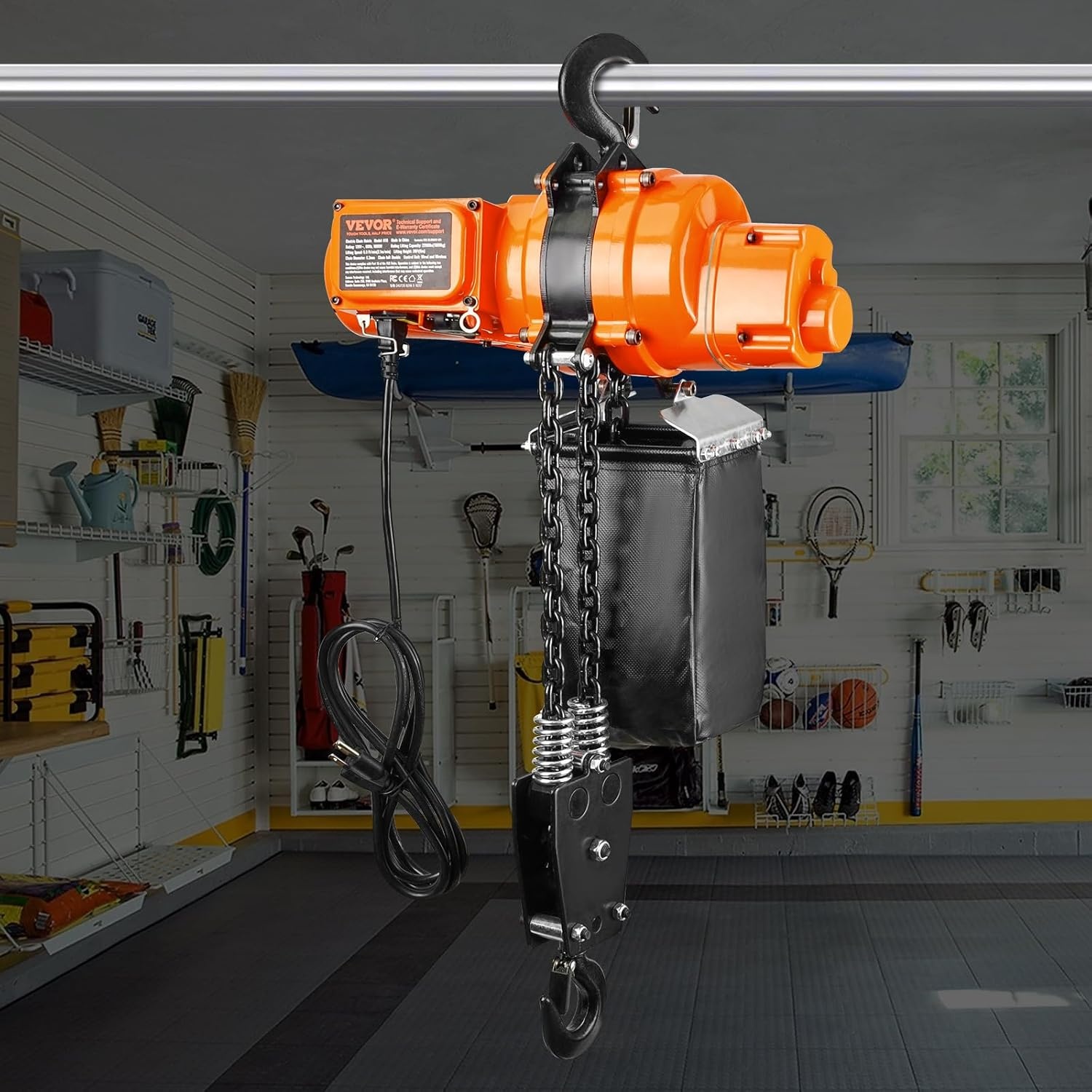 image:imageVEVOR Electric Chain Hoist 2200 lbs Load Capacity 10 ft Lifting Height 120V Single Phase Overhead Crane with Chain 10 ft Wired Remote Control for Garage Shop Hotel and Home2200 lbs 20 ft 2Chain
