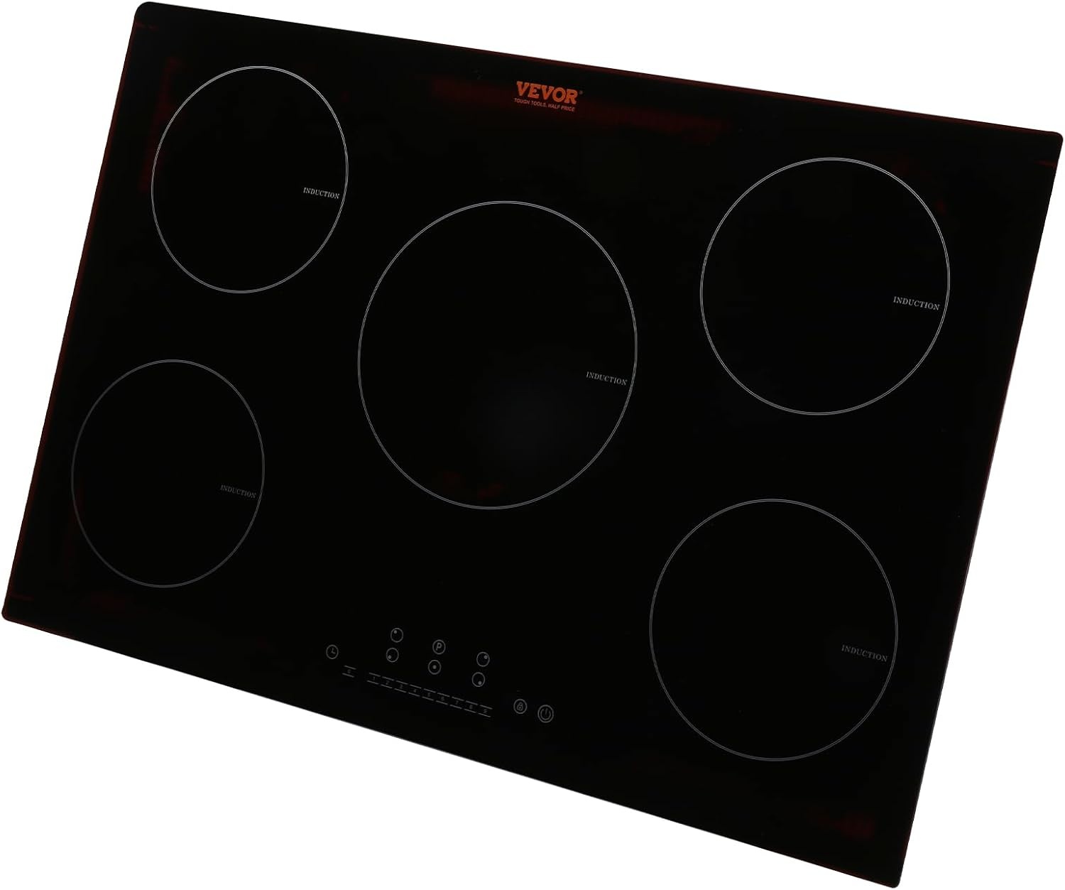 image:imageVEVOR Electric Cooktop 2 Burners 24 Induction Stove Top Builtin Magnetic Cooktop 1800W 9 Heating Level Multifunctional Burner LED Touch Screen wChild Lock amp OverTemperature Protection30in 5 Burners220V