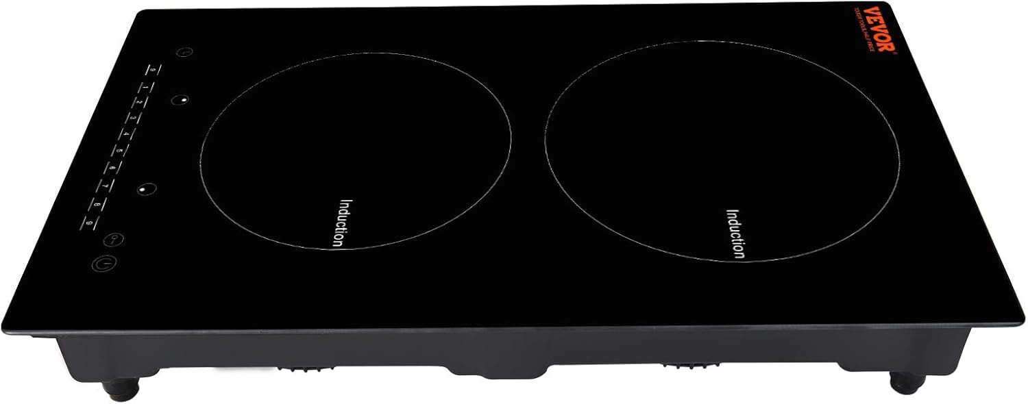 image:imageVEVOR Electric Cooktop 2 Burners 24 Induction Stove Top Builtin Magnetic Cooktop 1800W 9 Heating Level Multifunctional Burner LED Touch Screen wChild Lock amp OverTemperature Protection12inch 2 Burners110V