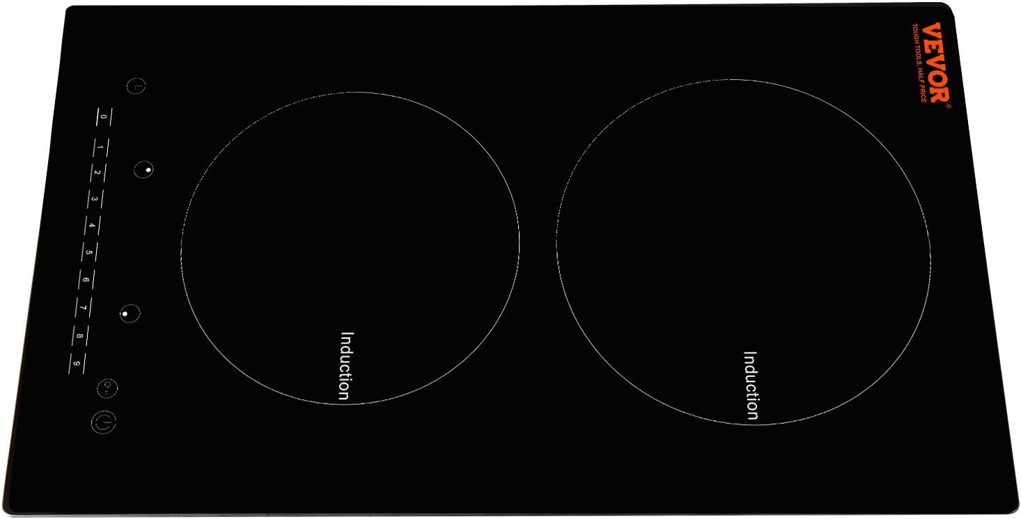 image:imageVEVOR Electric Cooktop 2 Burners 24 Induction Stove Top Builtin Magnetic Cooktop 1800W 9 Heating Level Multifunctional Burner LED Touch Screen wChild Lock amp OverTemperature Protection12inch 2 Burners110V