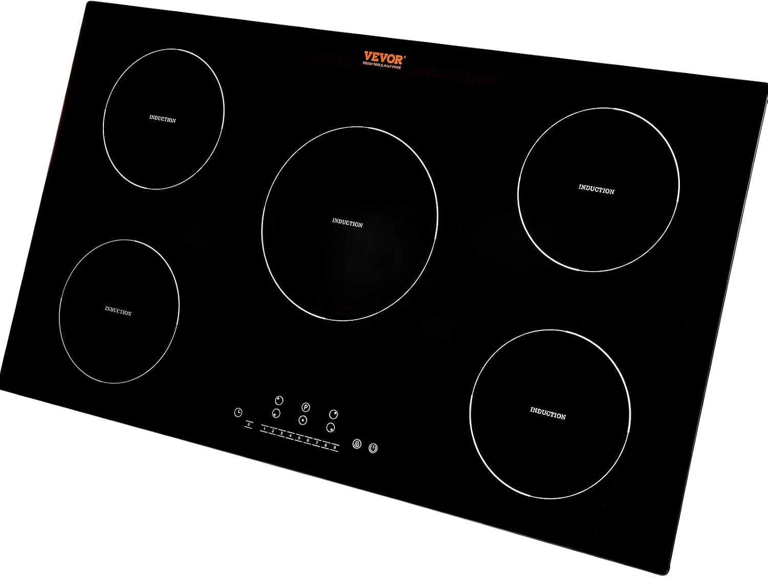 image:imageVEVOR Electric Cooktop 2 Burners 24 Induction Stove Top Builtin Magnetic Cooktop 1800W 9 Heating Level Multifunctional Burner LED Touch Screen wChild Lock amp OverTemperature Protection36in 5 Burners220V