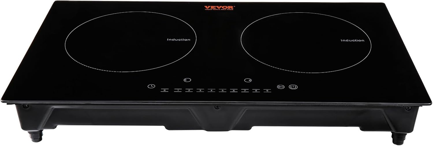 image:imageVEVOR Electric Cooktop 2 Burners 24 Induction Stove Top Builtin Magnetic Cooktop 1800W 9 Heating Level Multifunctional Burner LED Touch Screen wChild Lock amp OverTemperature Protection24in 2 Burners110V